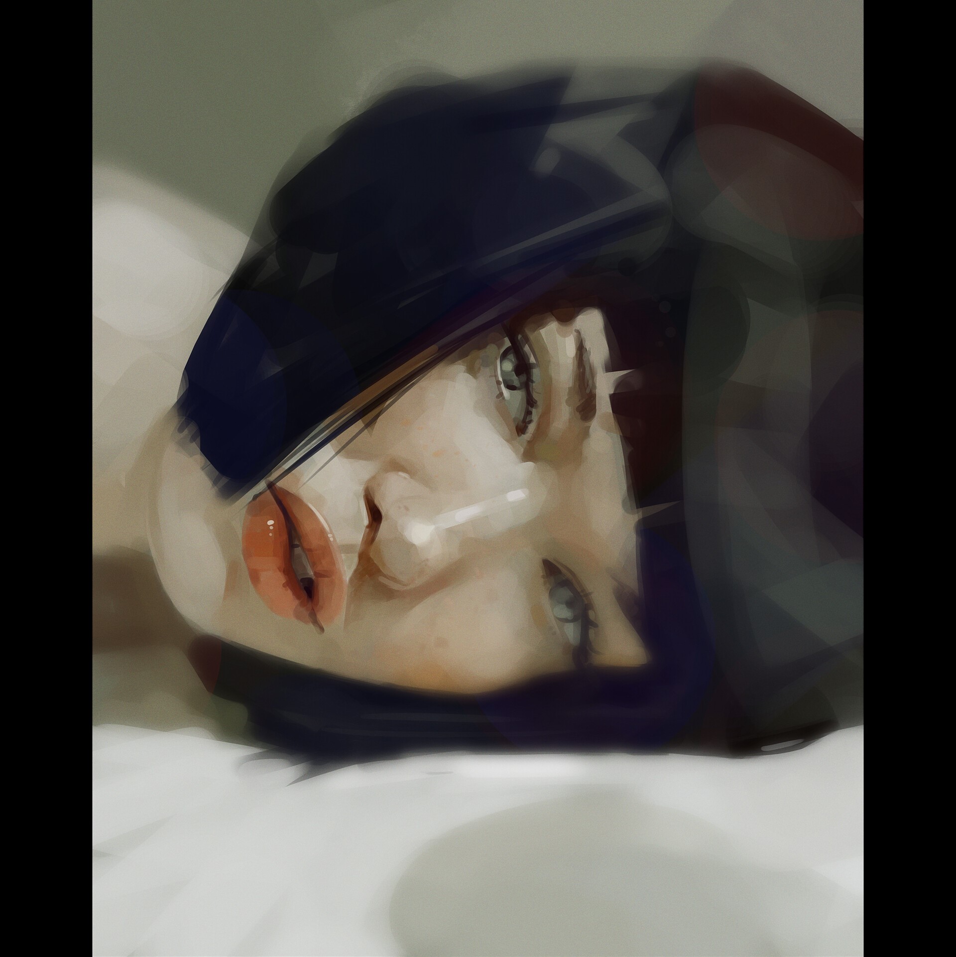 Digital painting of a woman with short hair HD Phone Wallpaper