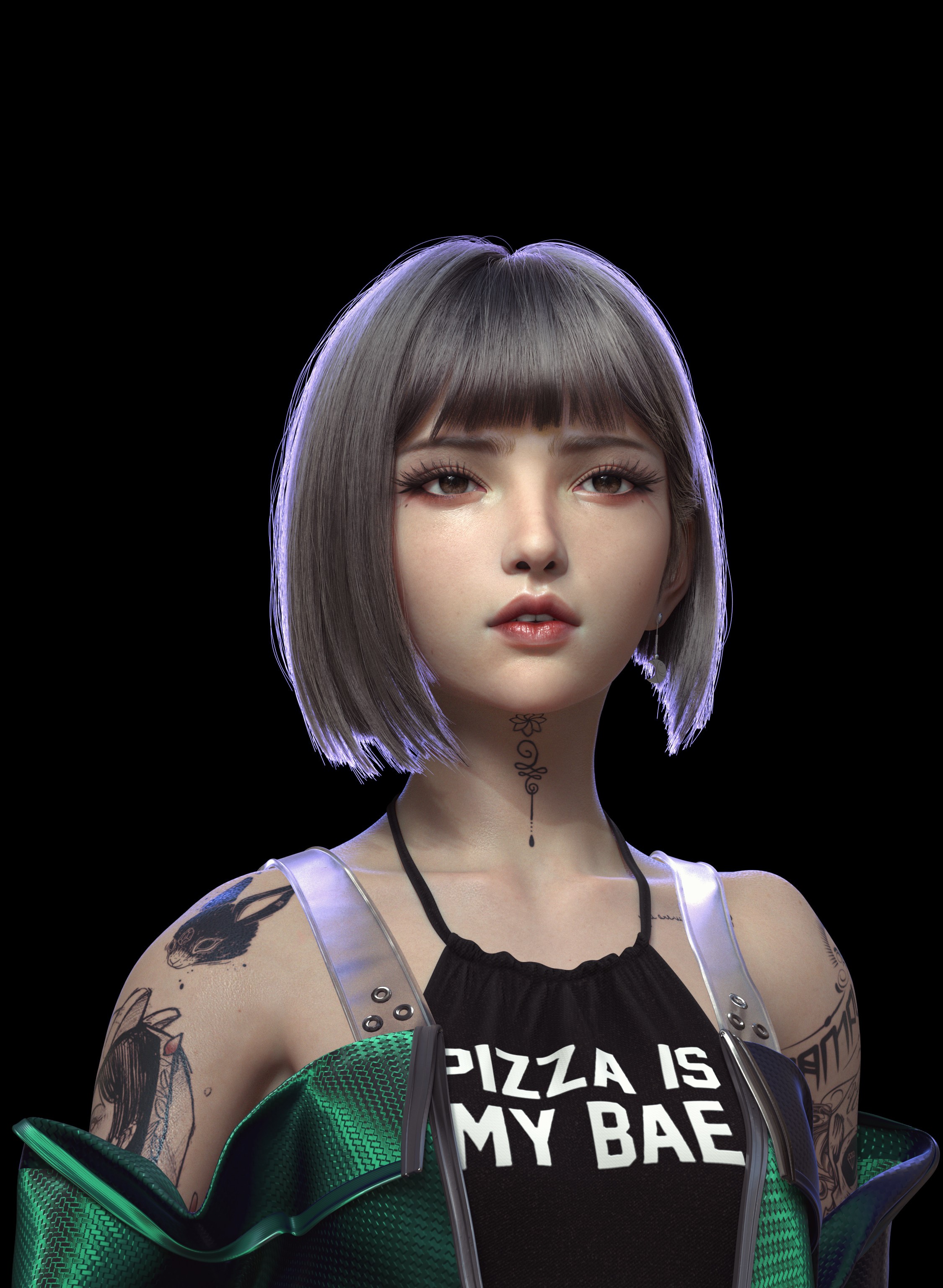 3D Portrait of Woman by Yihao Ren HD Phone Wallpaper