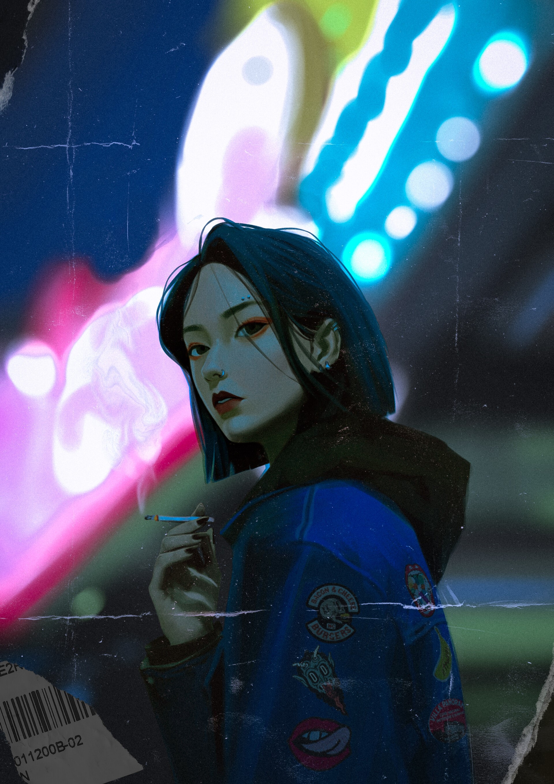Artwork of a woman smoking cigarettes HD Phone Wallpaper