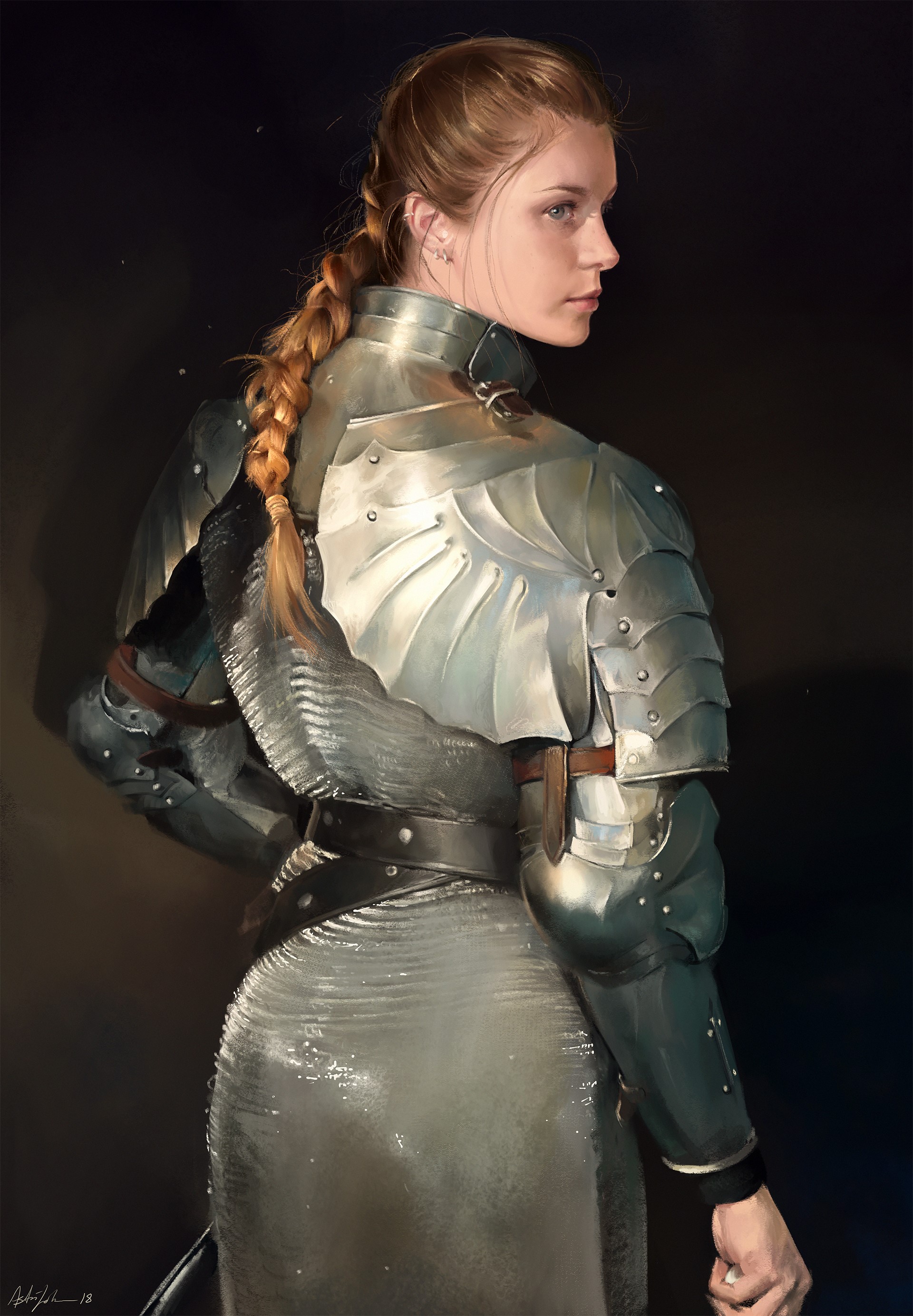 Woman in Knight Armor by Astri Lohne HD Phone Wallpaper