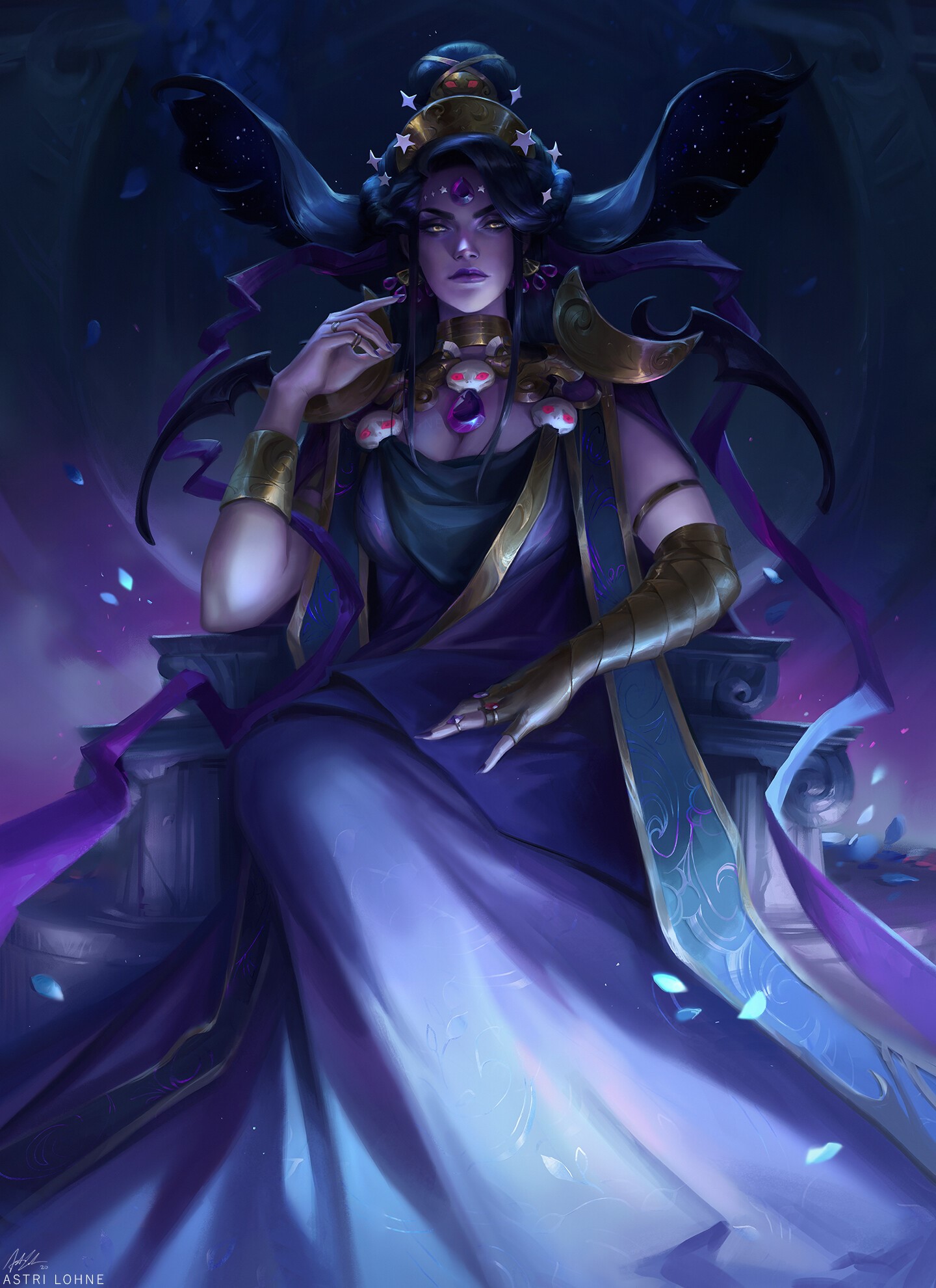 Queen sitting on a throne, digital art by Astri Lohne HD Phone Wallpaper