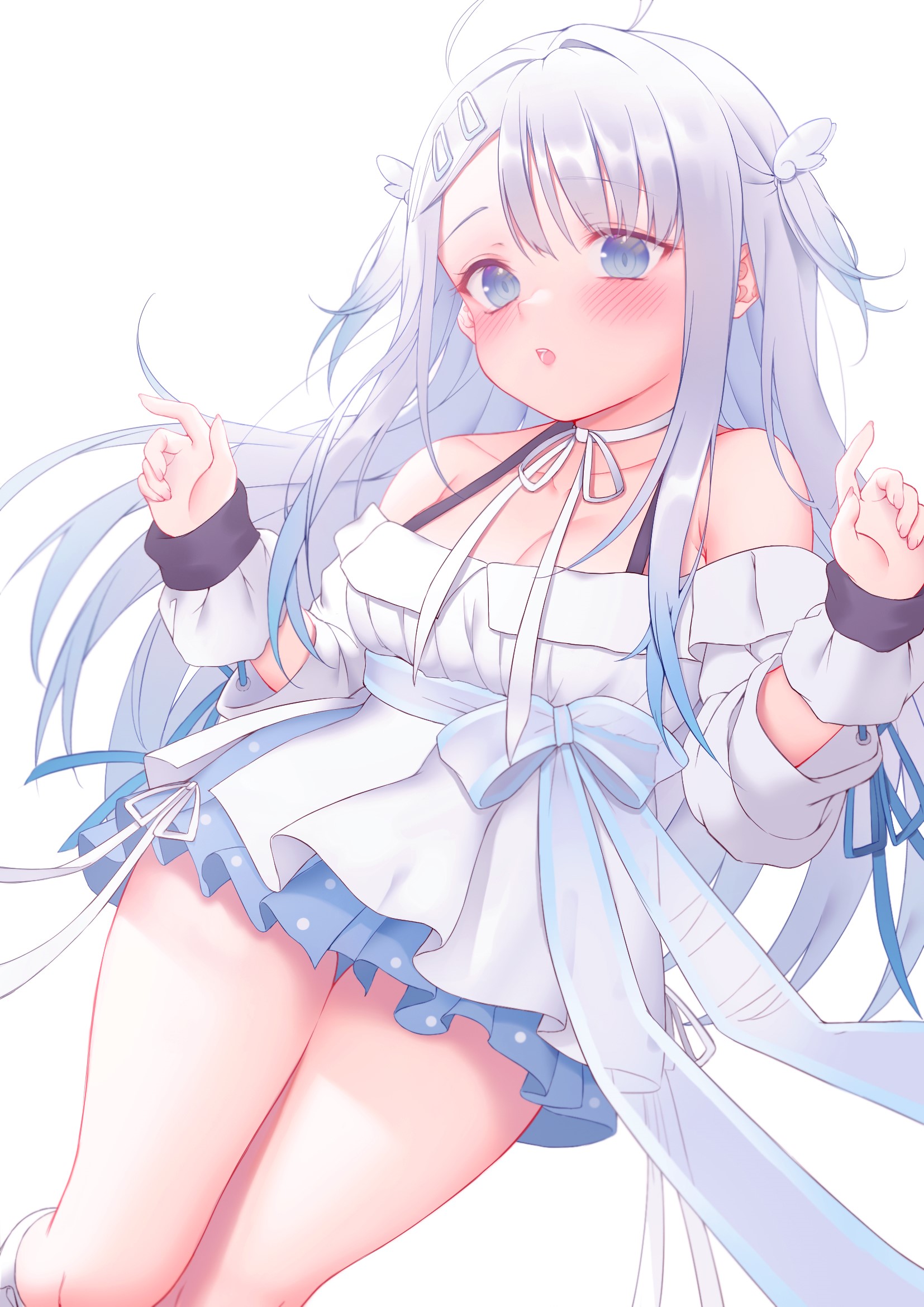 Anime girl with silver hair and blue eyes HD Phone Wallpaper