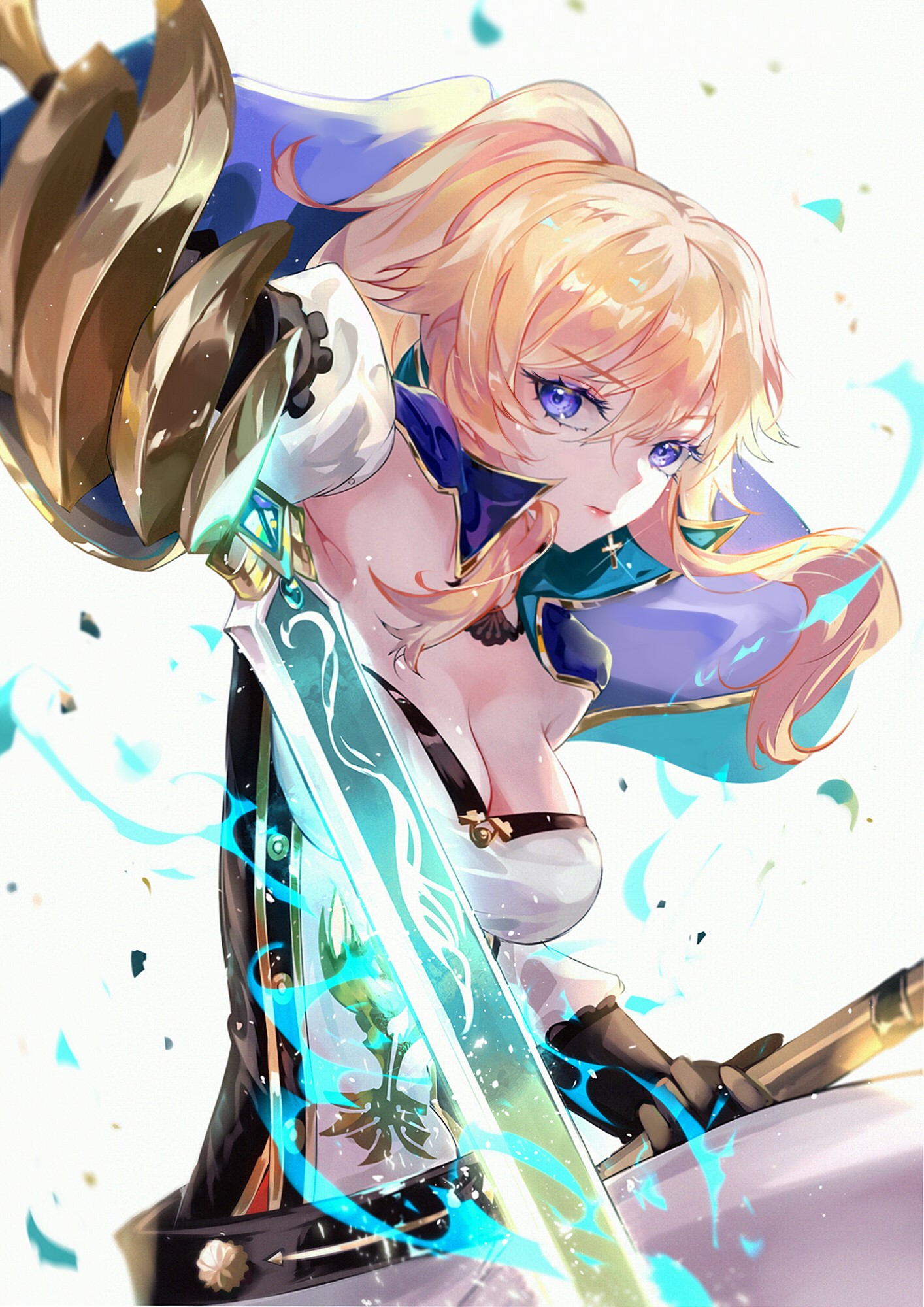 Jean from Genshin Impact with a sword HD Phone Wallpaper