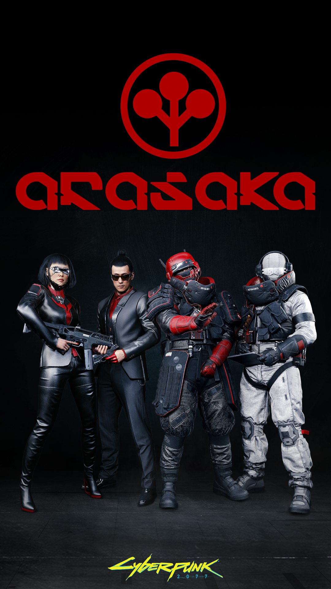 Arasaka logo and characters from Cyberpunk 2077 HD Phone Wallpaper