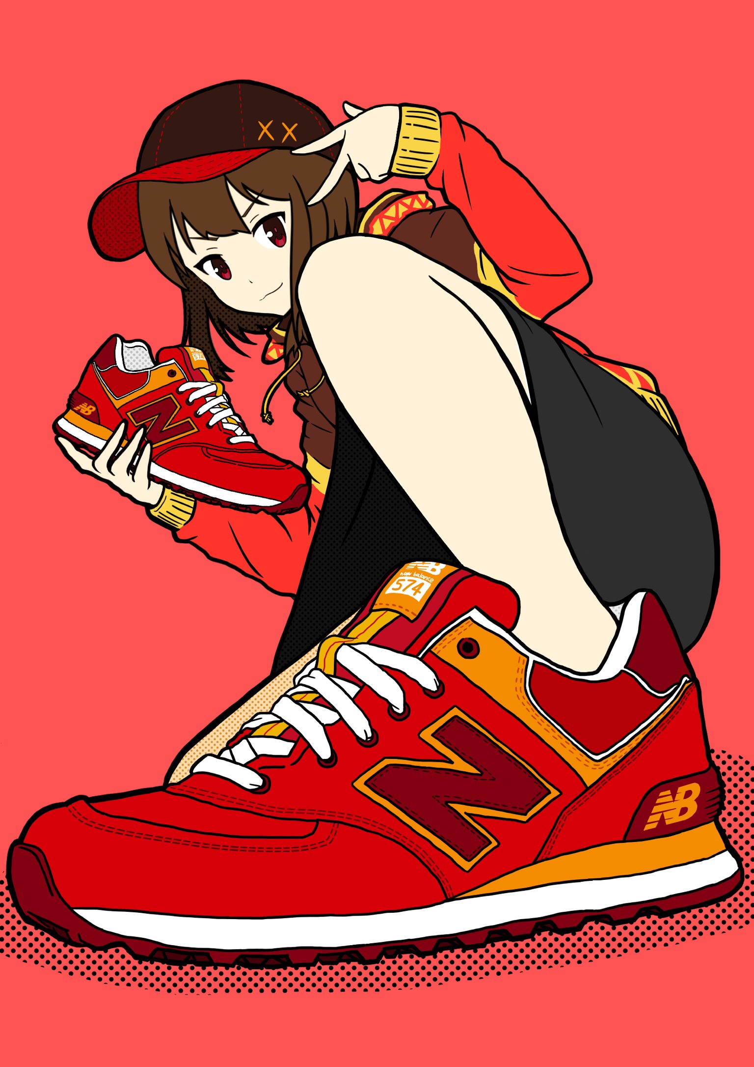 Megumin from KonoSuba with New Balance sneakers HD Phone Wallpaper