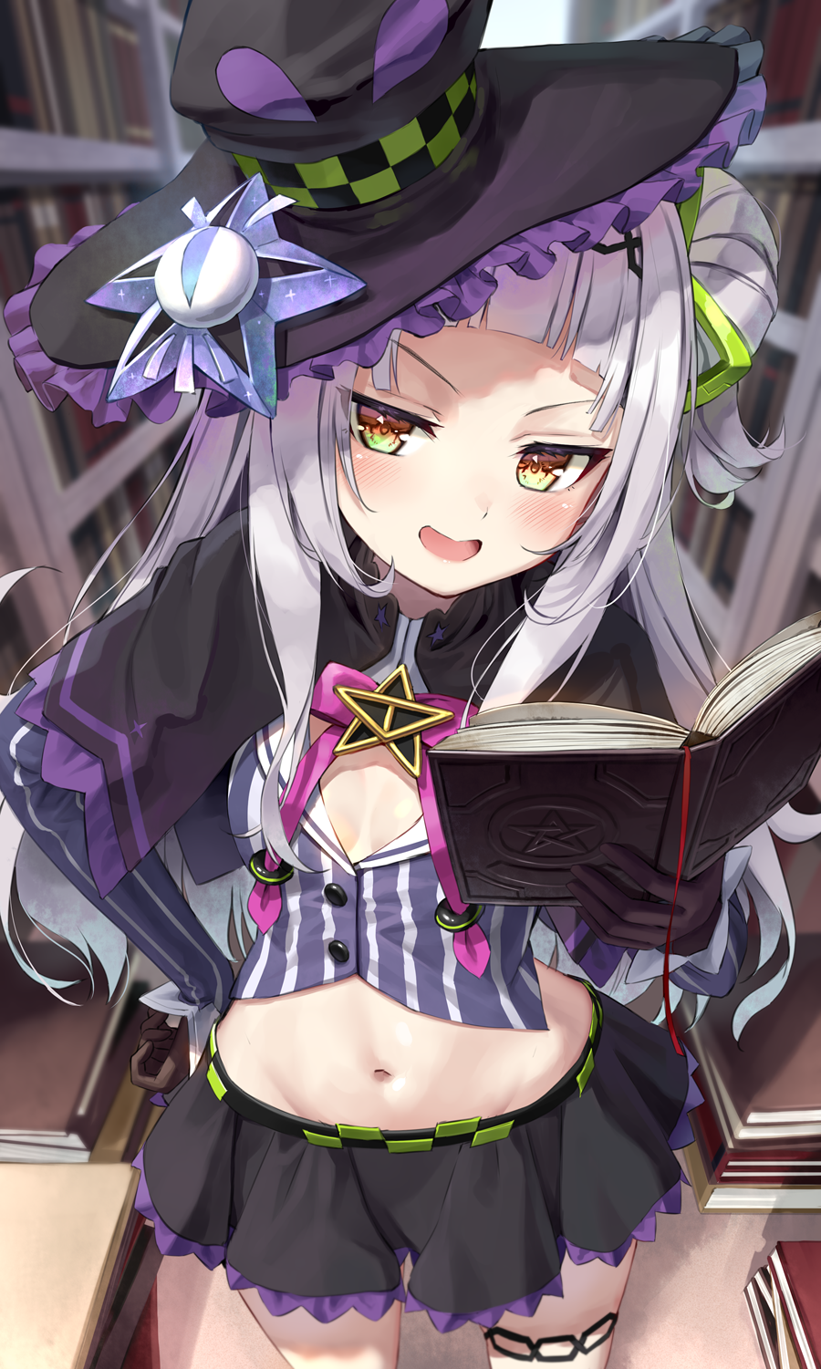 Murasaki Shion from Hololive reading a book HD Phone Wallpaper