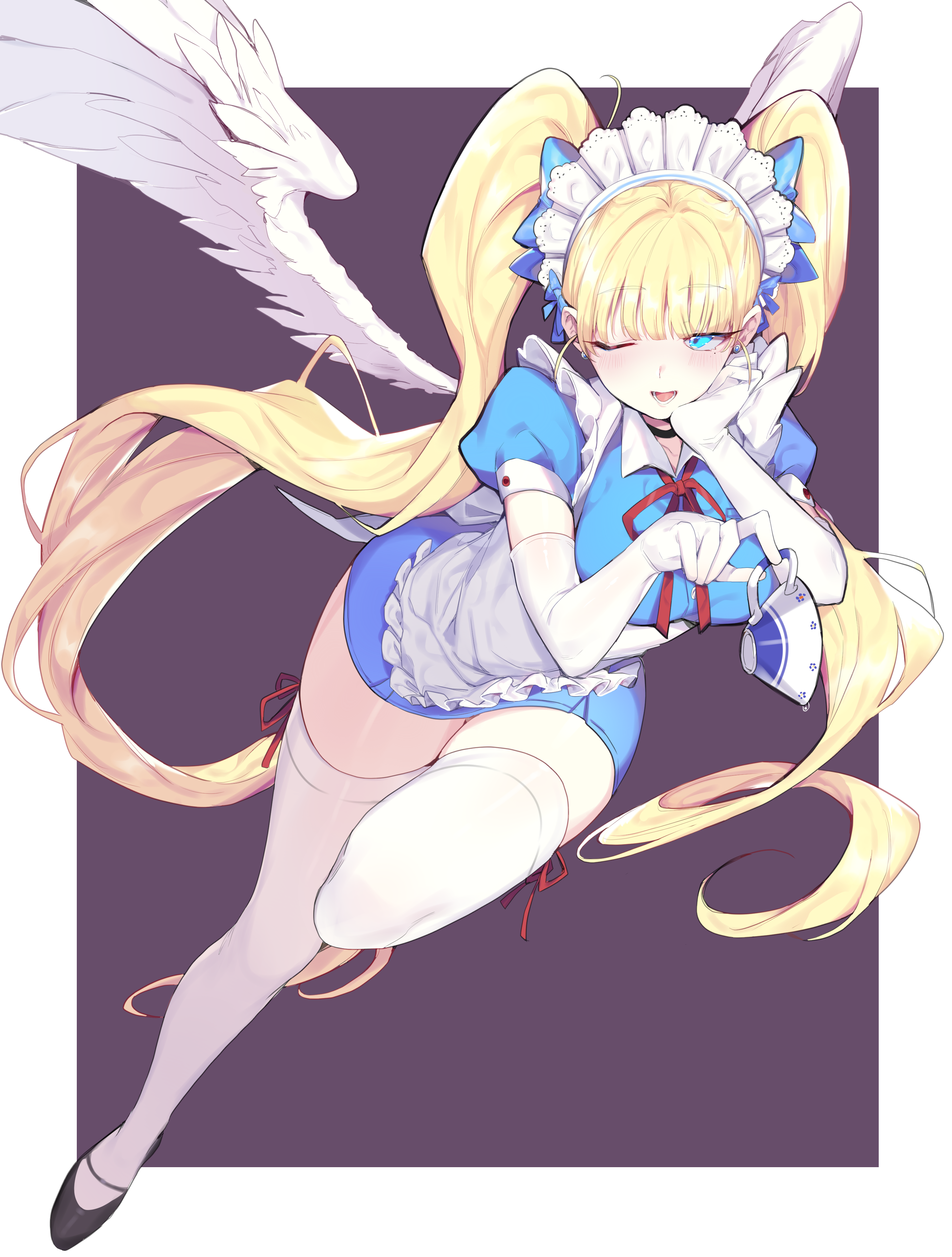 Anime girl in maid outfit with wings HD Phone Wallpaper