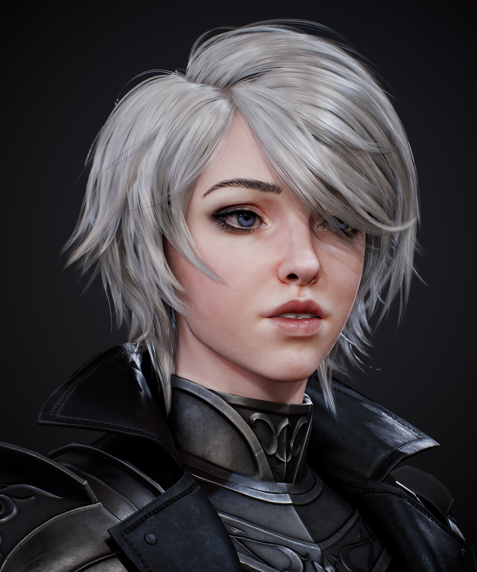 Portrait of a woman with short white hair HD Phone Wallpaper