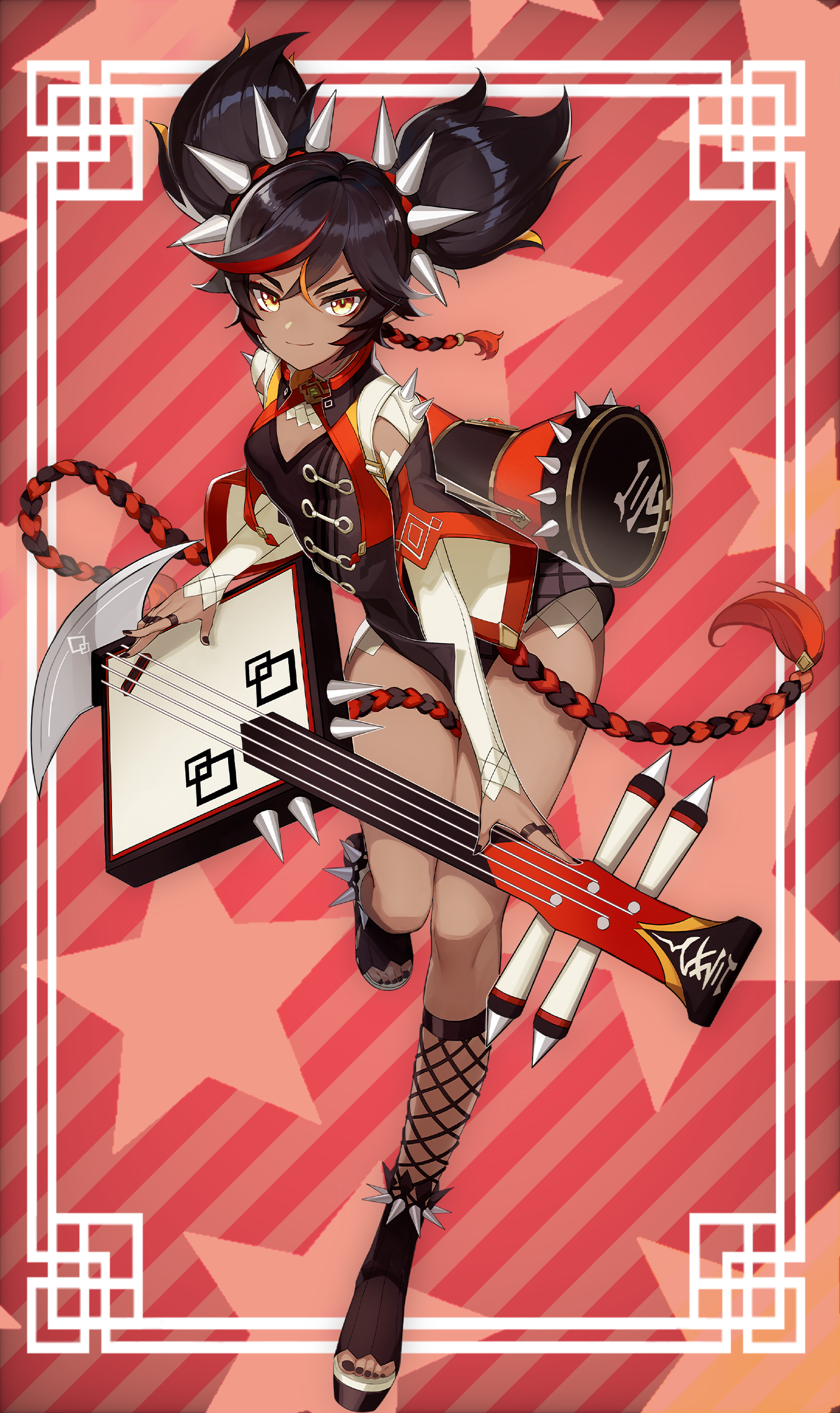 Xinyan from Genshin Impact holding instruments HD Phone Wallpaper