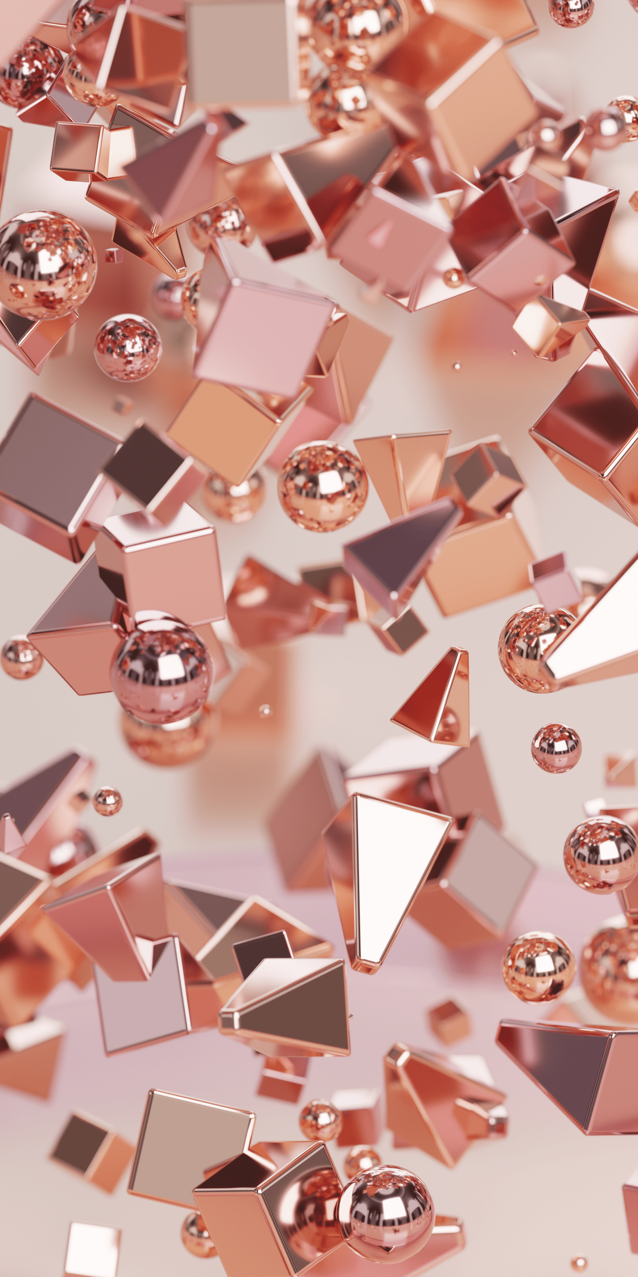 Abstract 3D geometric shapes in rose gold HD Phone Wallpaper