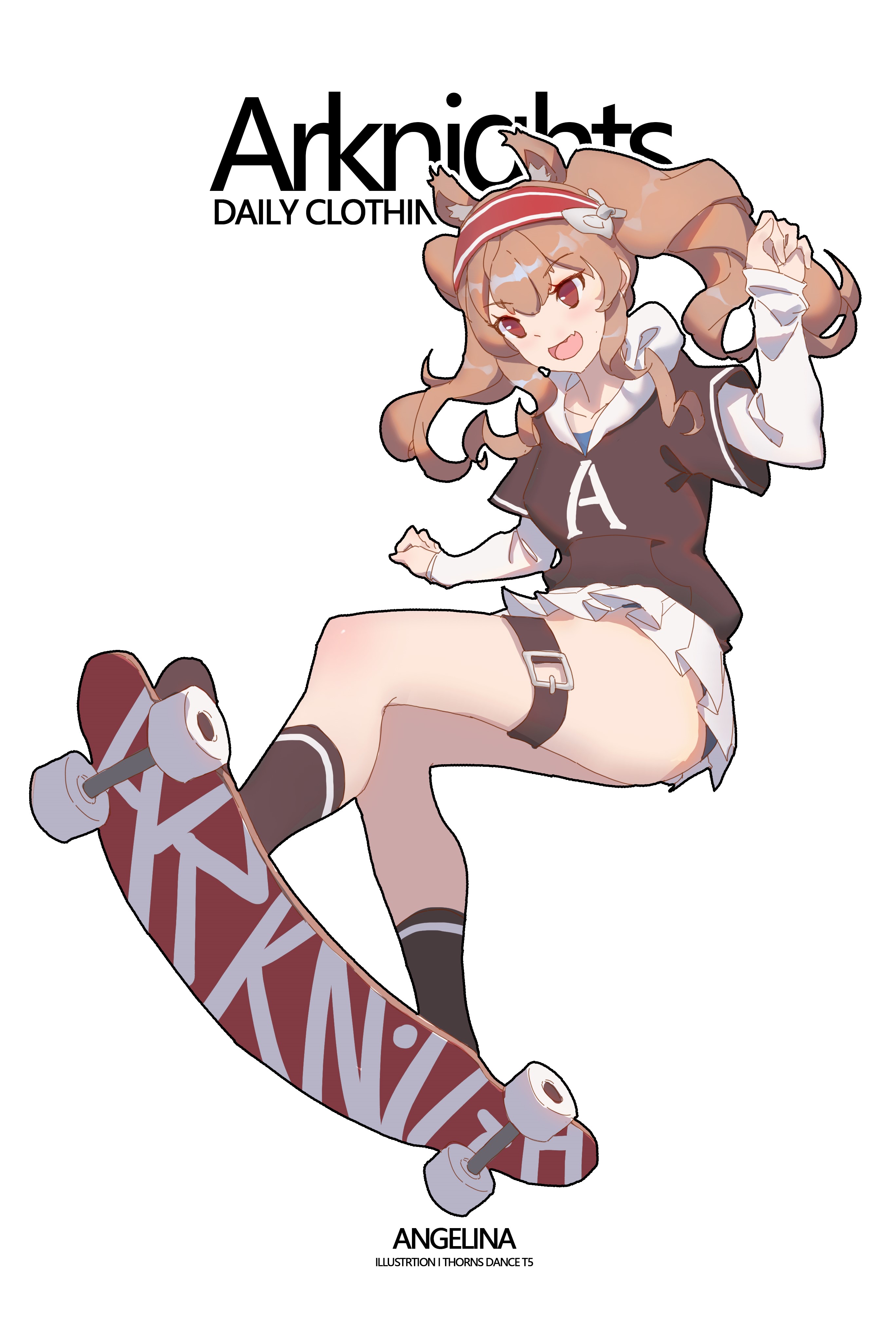 Angelina from Arknights on a skateboard HD Phone Wallpaper