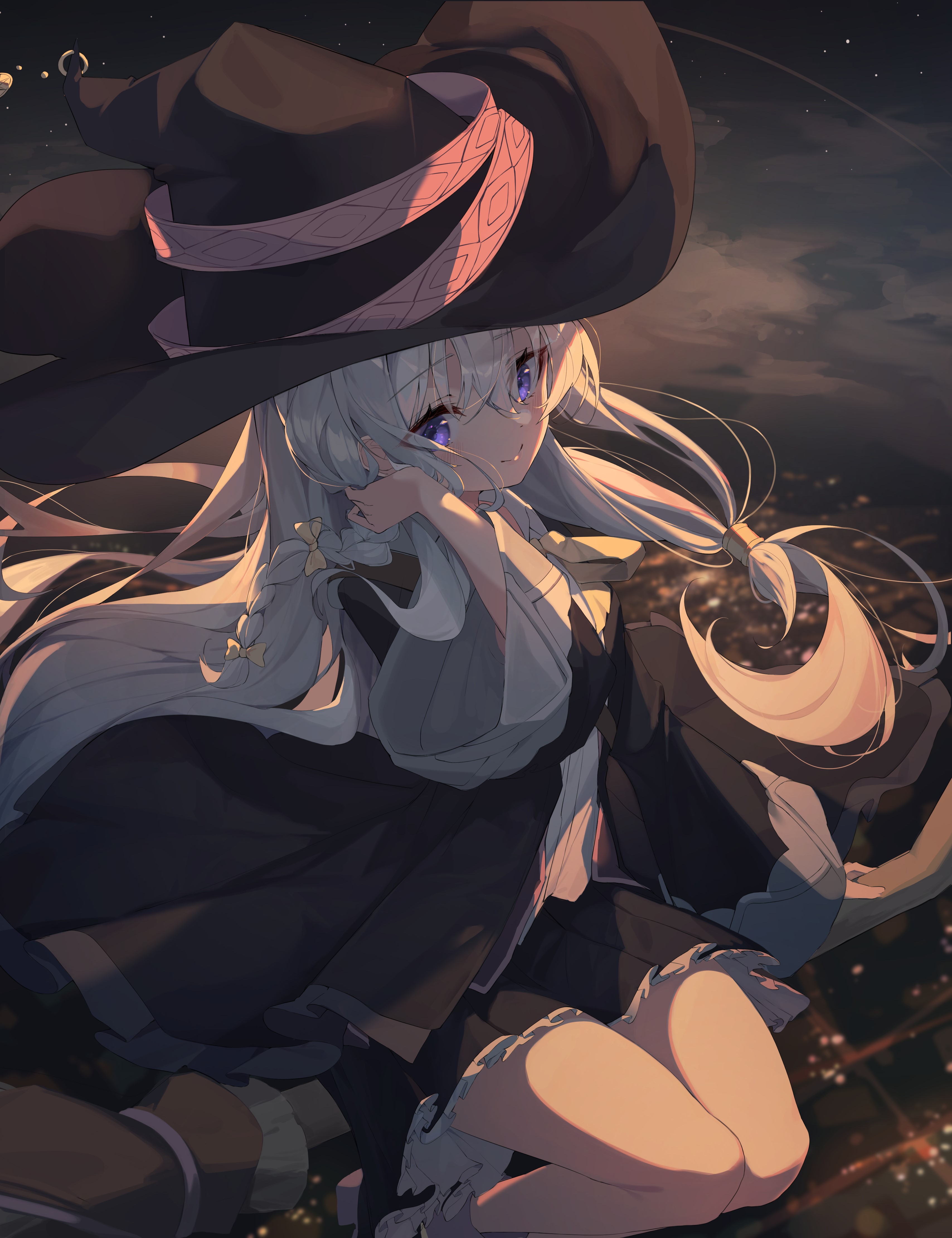 Elaina Witch Hat Night Portrait Majo no Tabitabi HD Phone Wallpaper