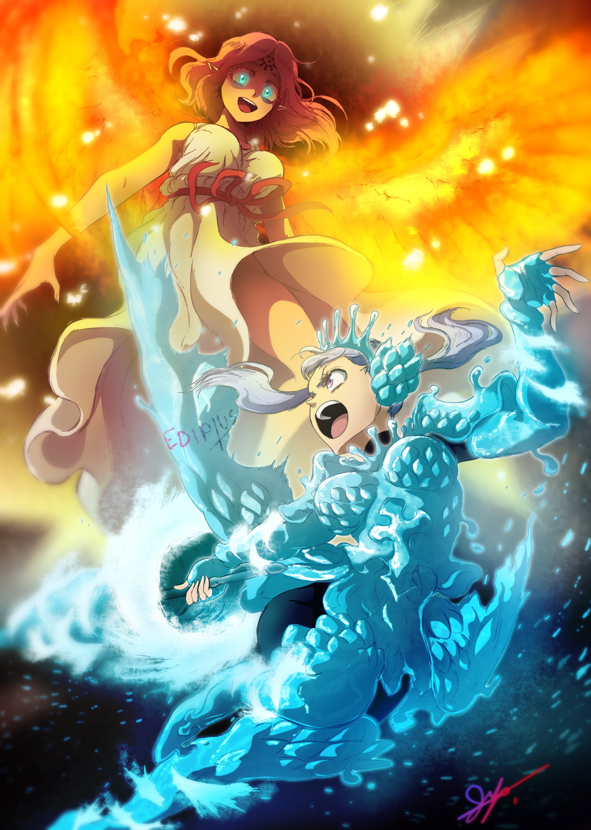 Noelle Silva Battling with Water Magic Black Clover HD Phone Wallpaper