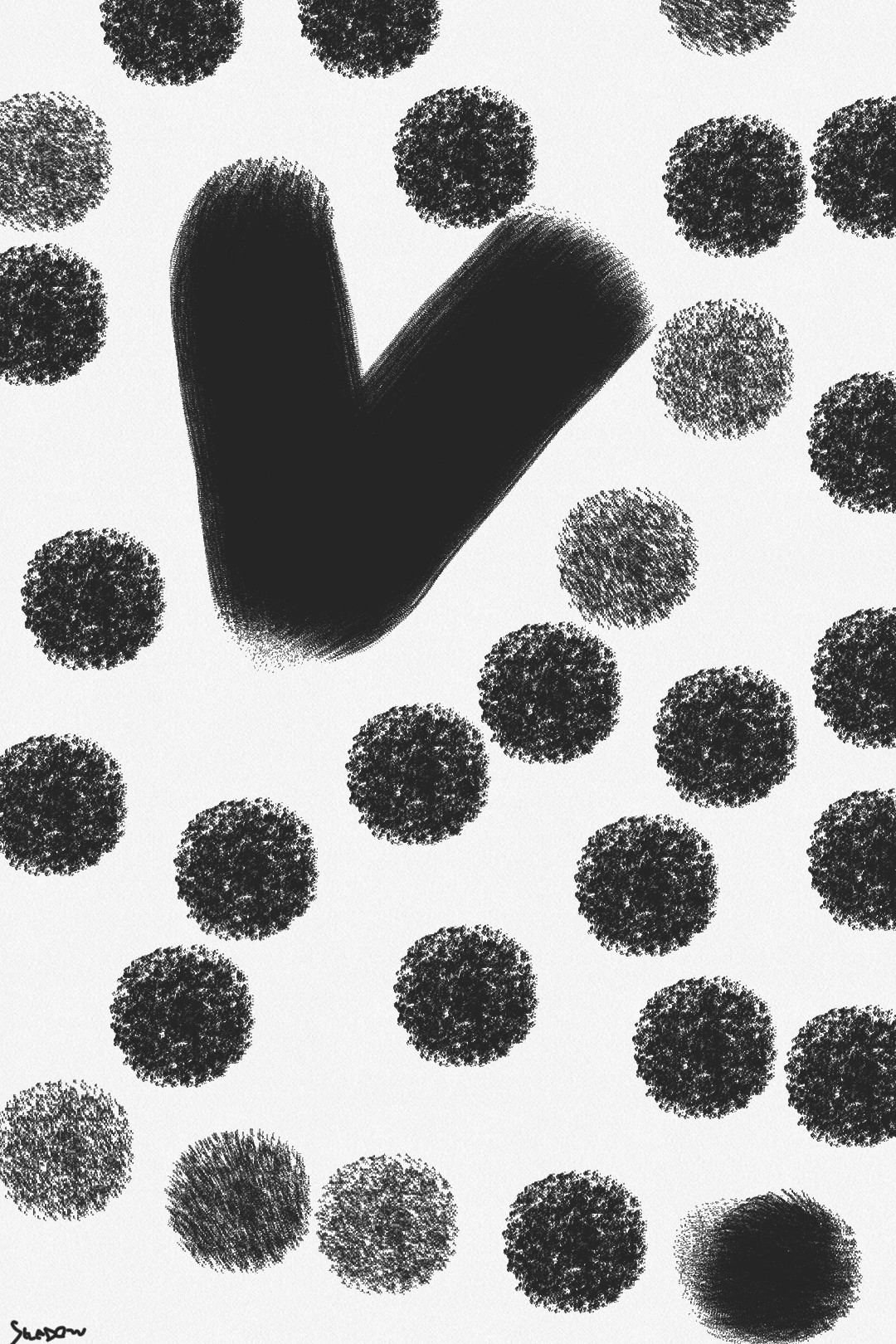 Abstract black and white dots with a V shape HD Phone Wallpaper