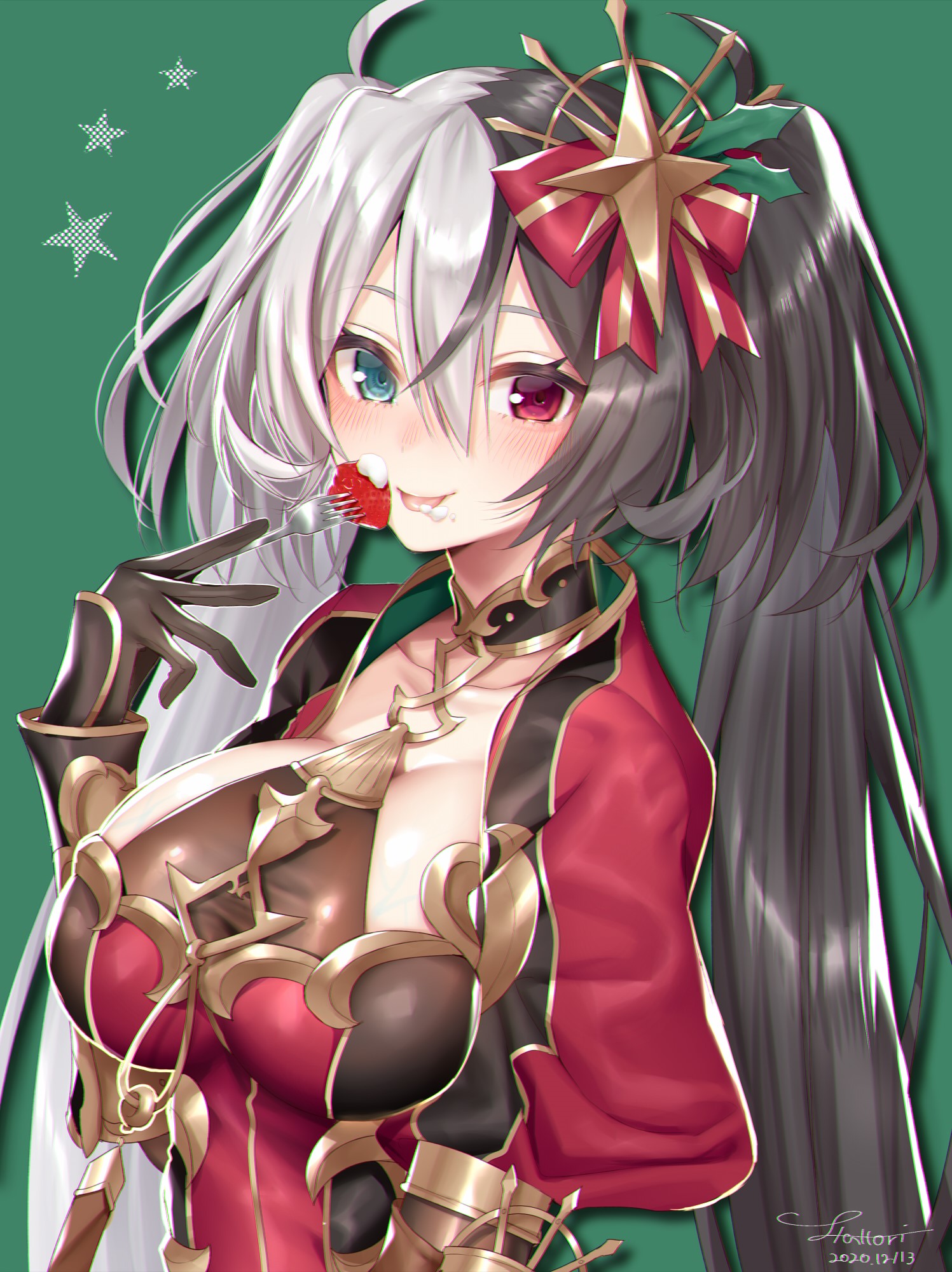 Anime girl with heterochromia and multi-colored hair HD Phone Wallpaper
