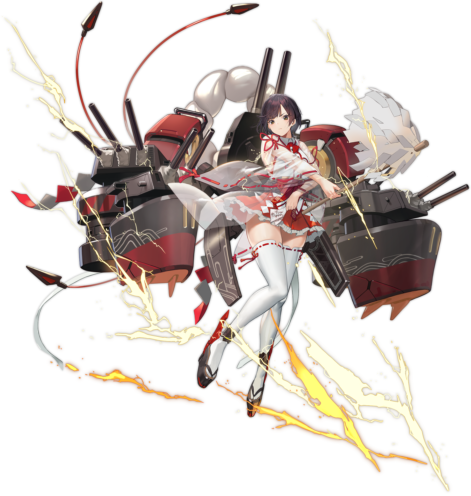 Azur Lane character with Japanese clothing and lightning effects HD Phone Wallpaper
