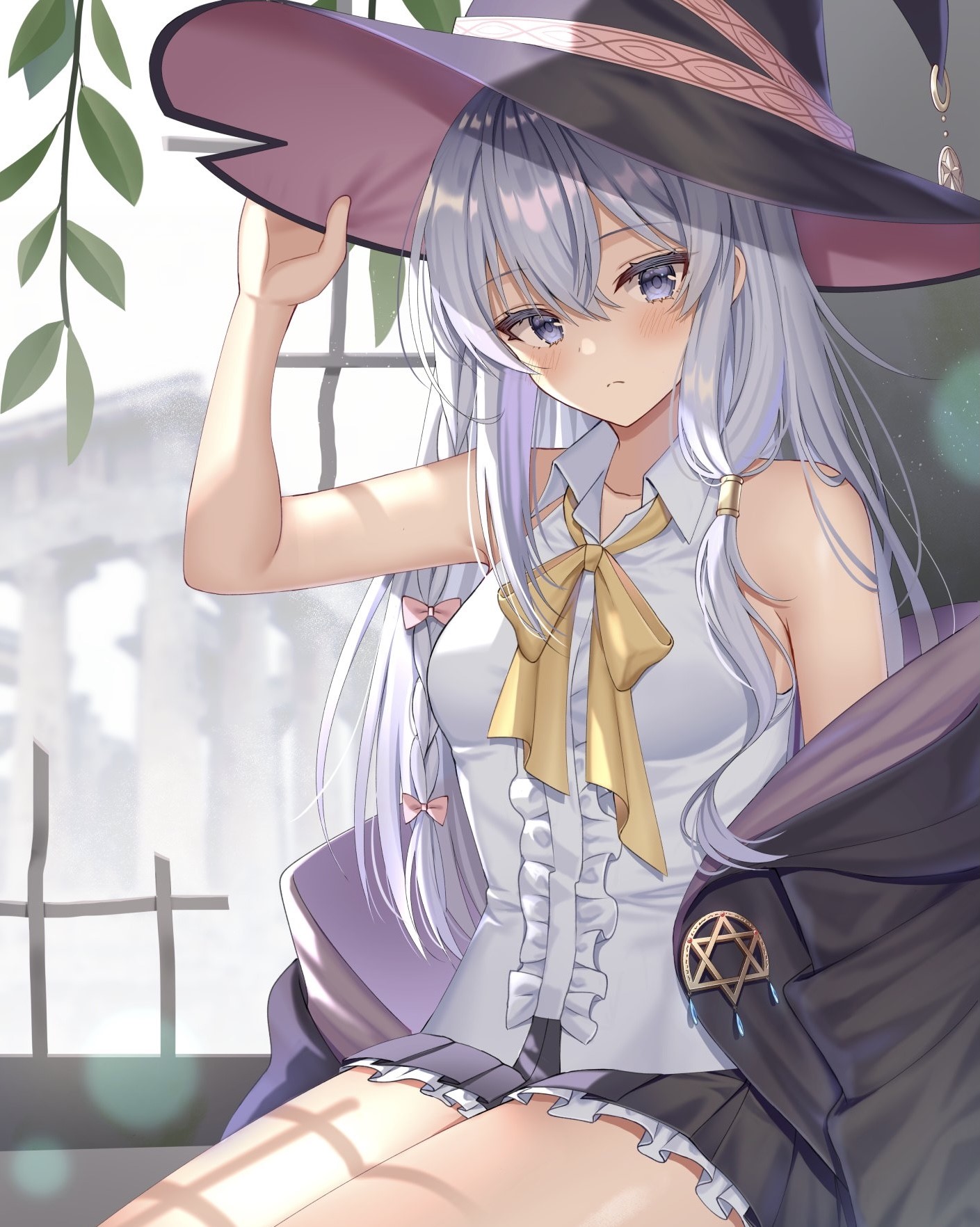 Elaina from Majo no Tabitabi wearing a witch hat HD Phone Wallpaper