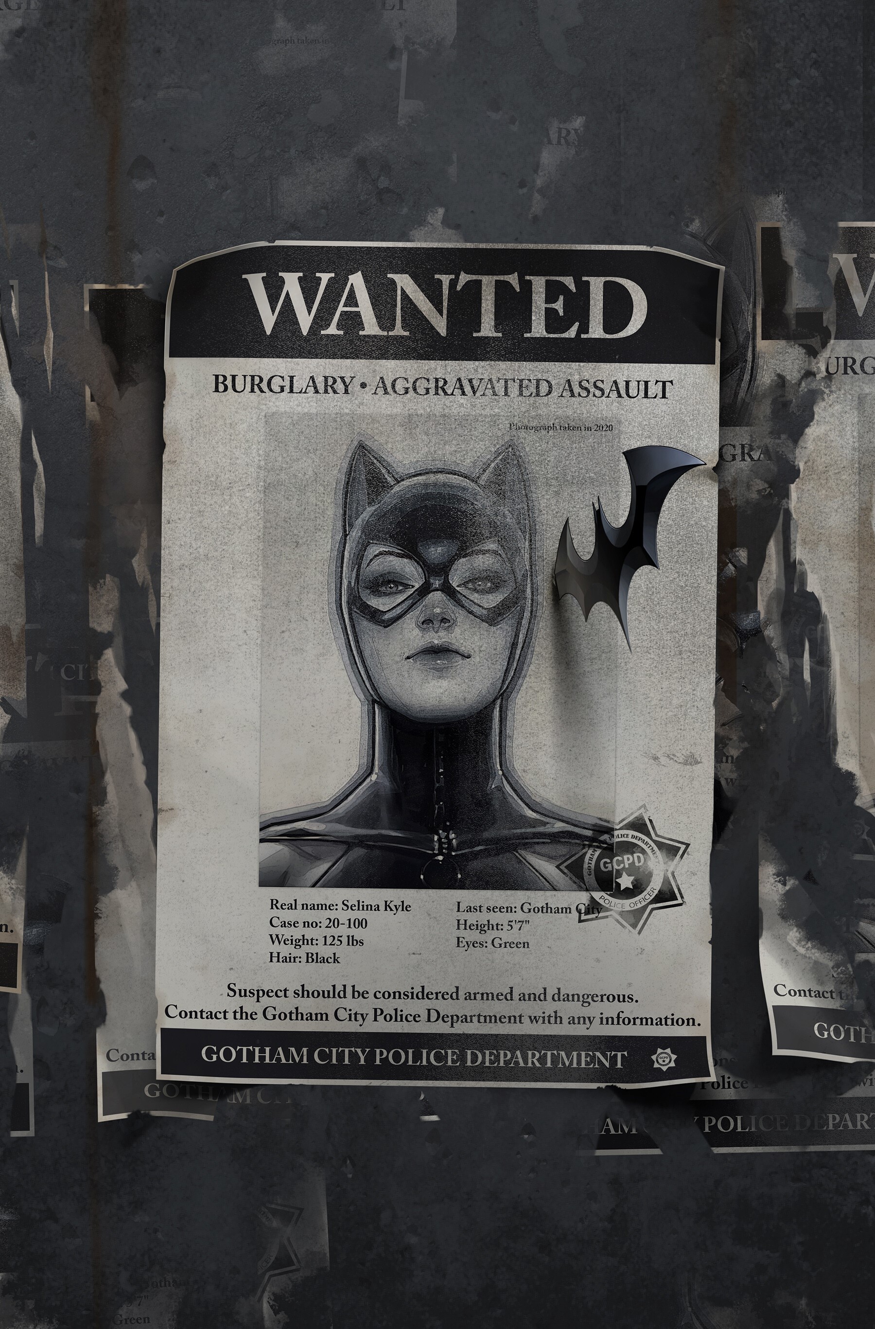 Catwoman Wanted Poster from Gotham City Police Department HD Phone Wallpaper