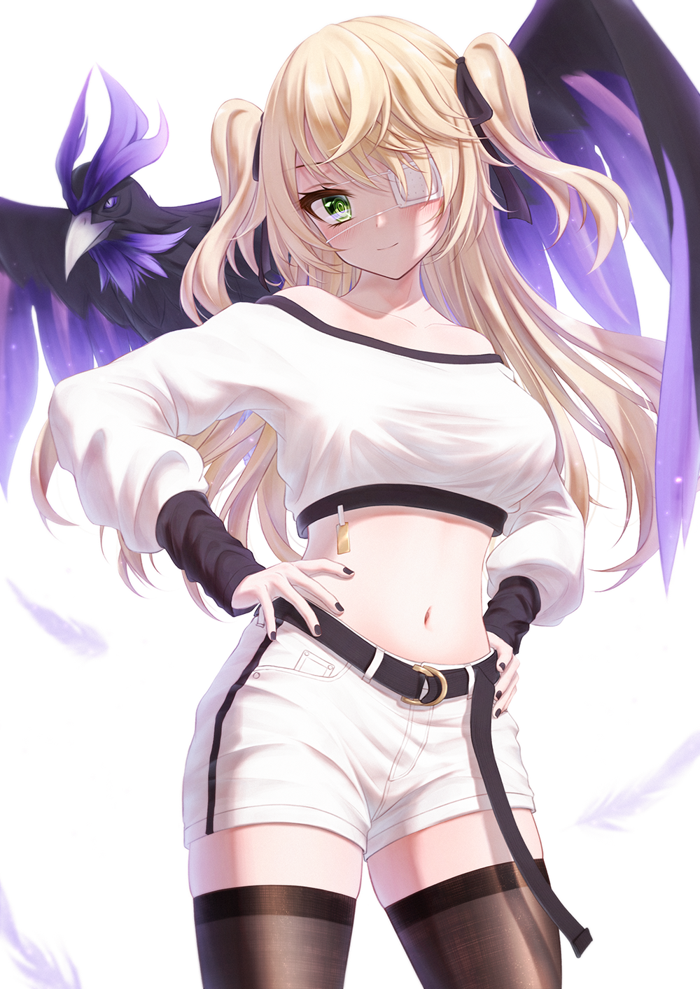 Fischl from Genshin Impact with a bird HD Phone Wallpaper