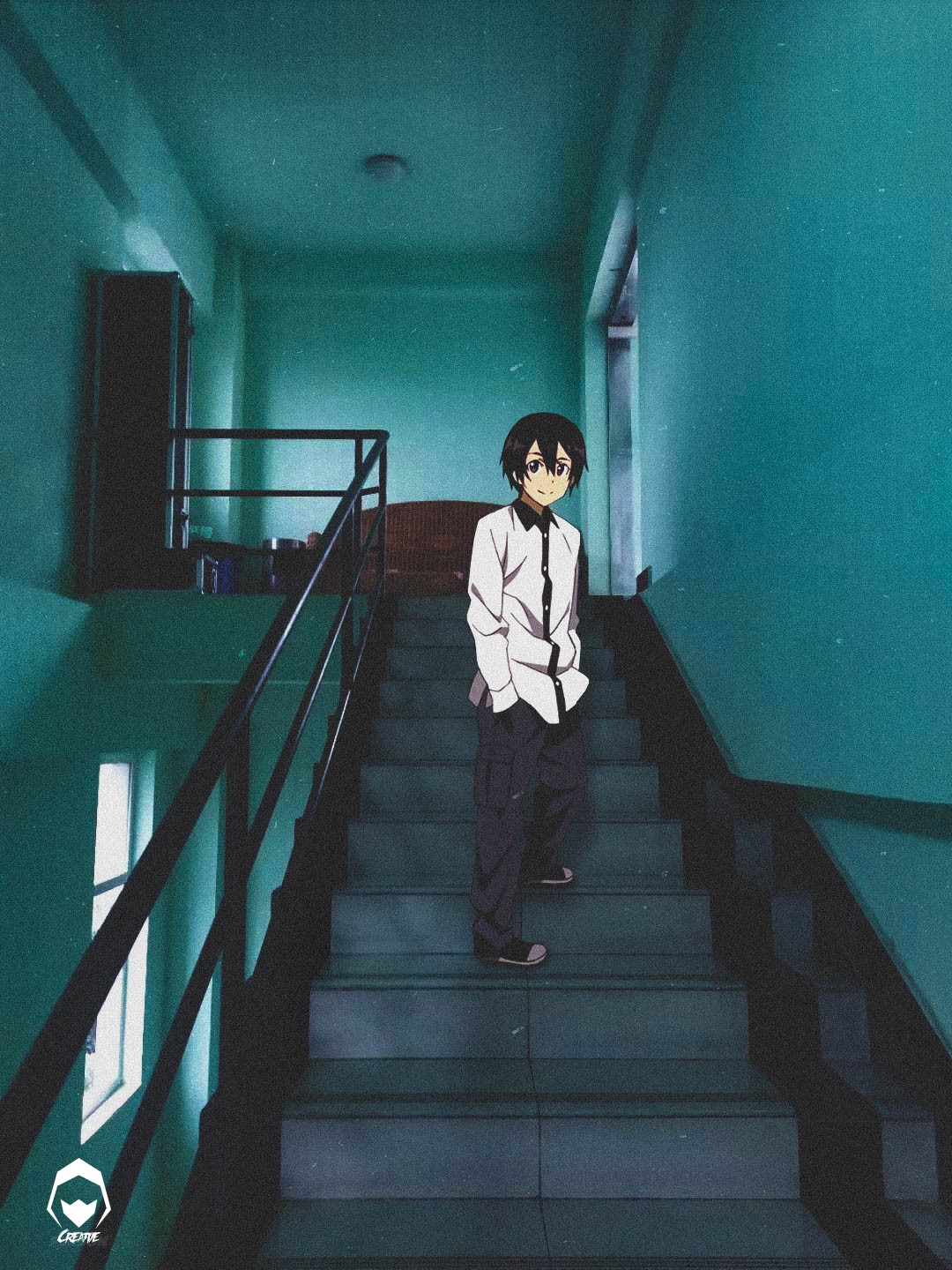 Kirigaya Kazuto from Sword Art Online on stairs HD Phone Wallpaper