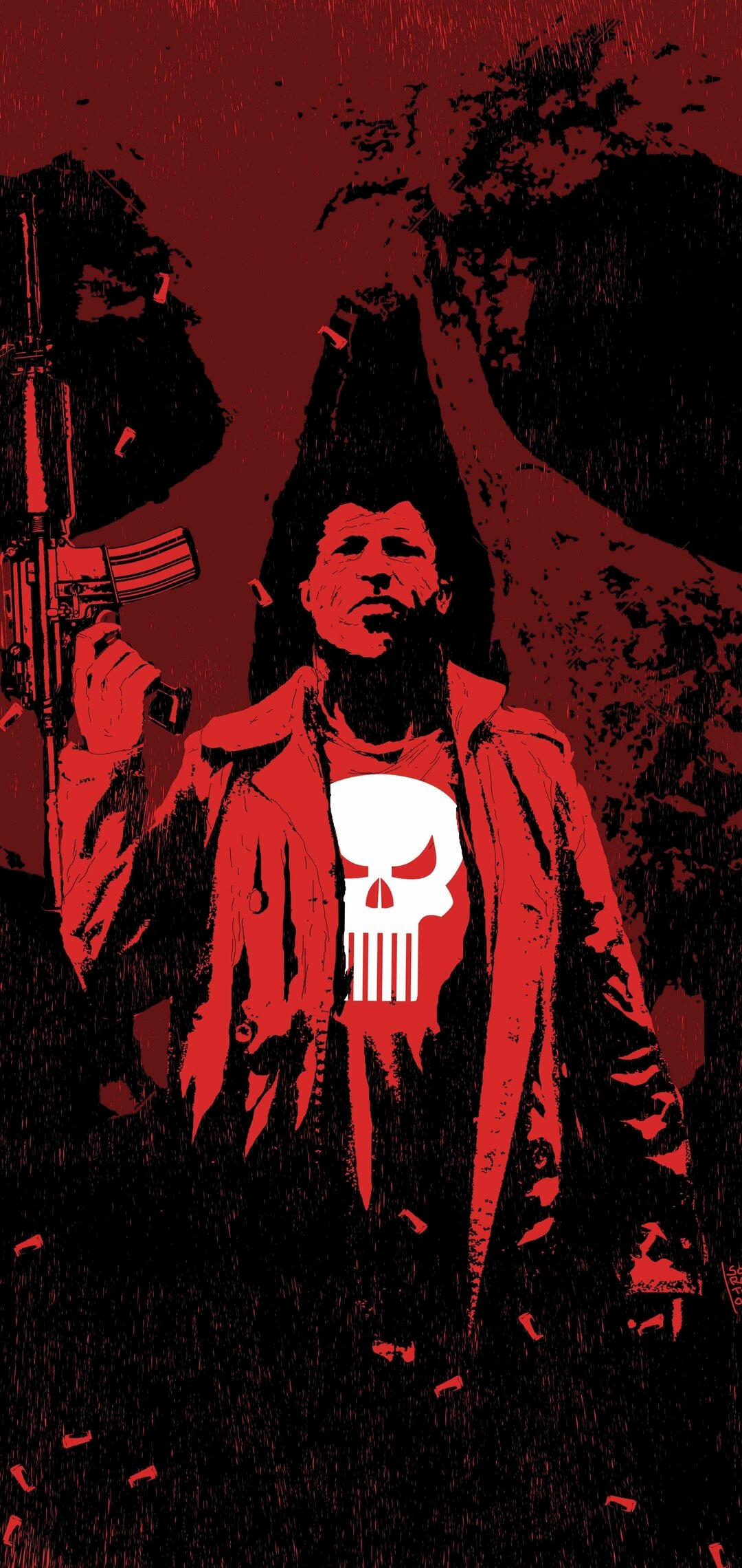 The Punisher with a rifle HD Phone Wallpaper