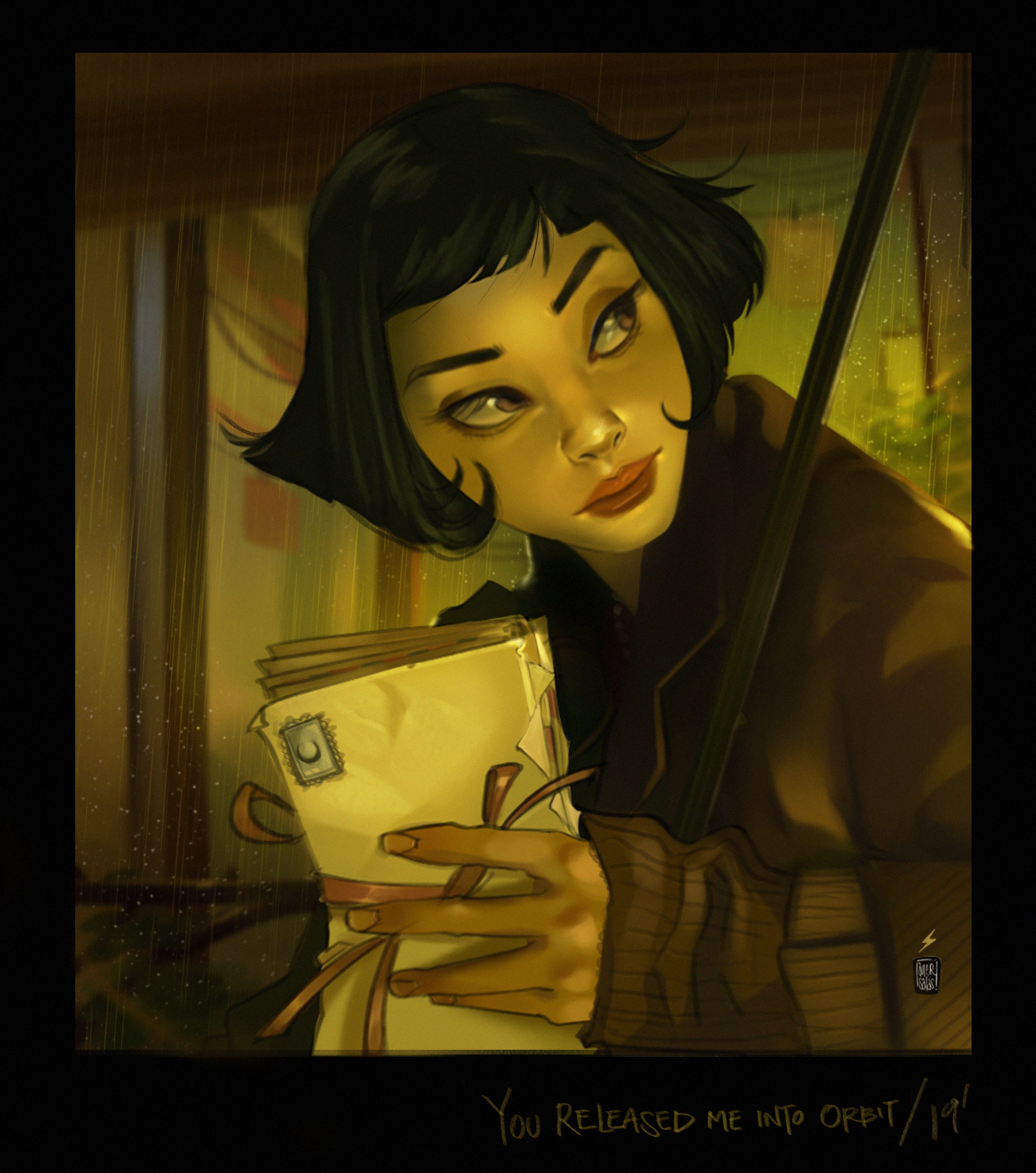 Asian woman holding letters, digital art HD Phone Wallpaper