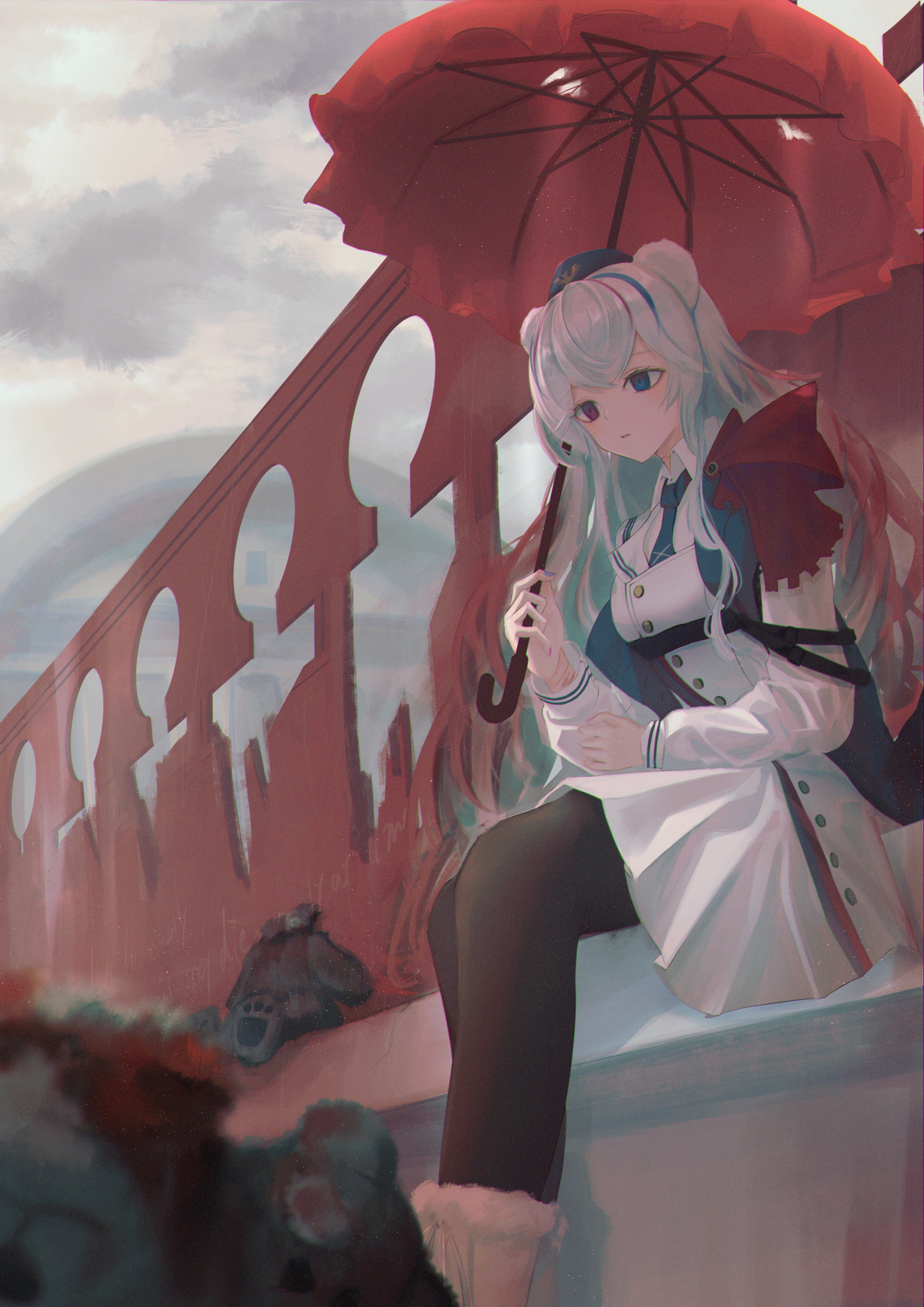 Rosa from Arknights holding an umbrella HD Phone Wallpaper
