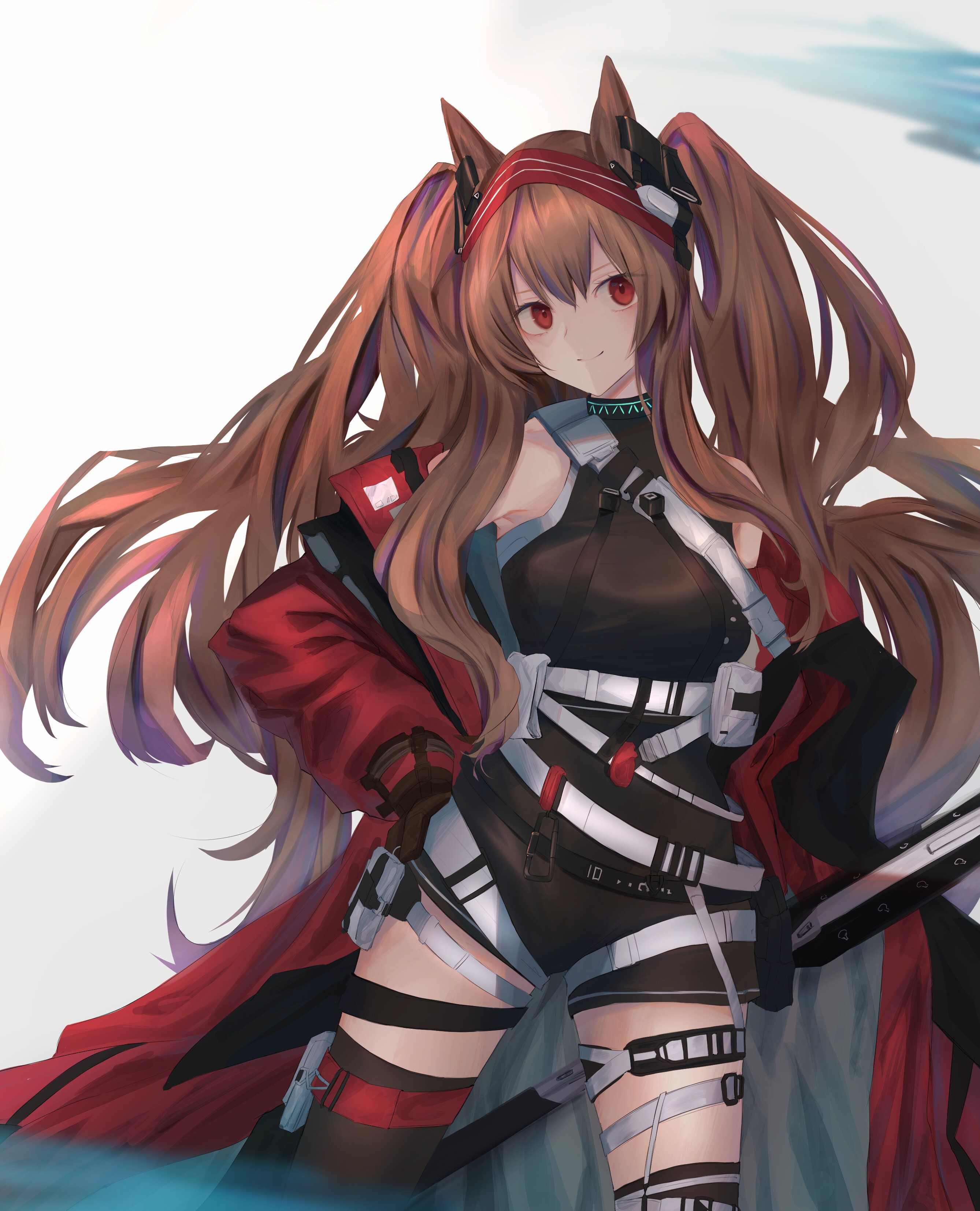 Angelina from Arknights with animal ears and twintails HD Phone Wallpaper