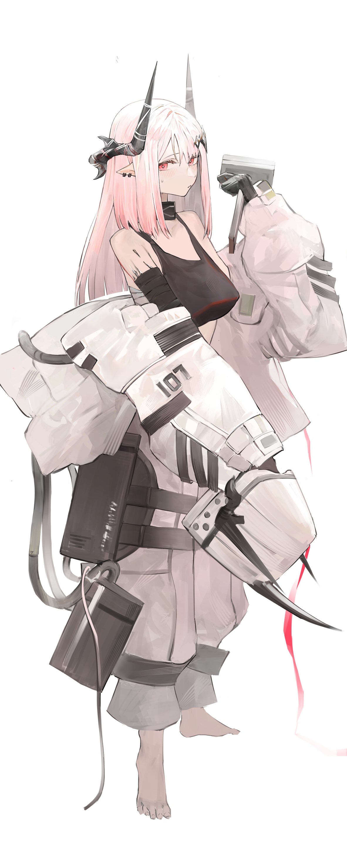 Mudrock from Arknights holding a tool HD Phone Wallpaper