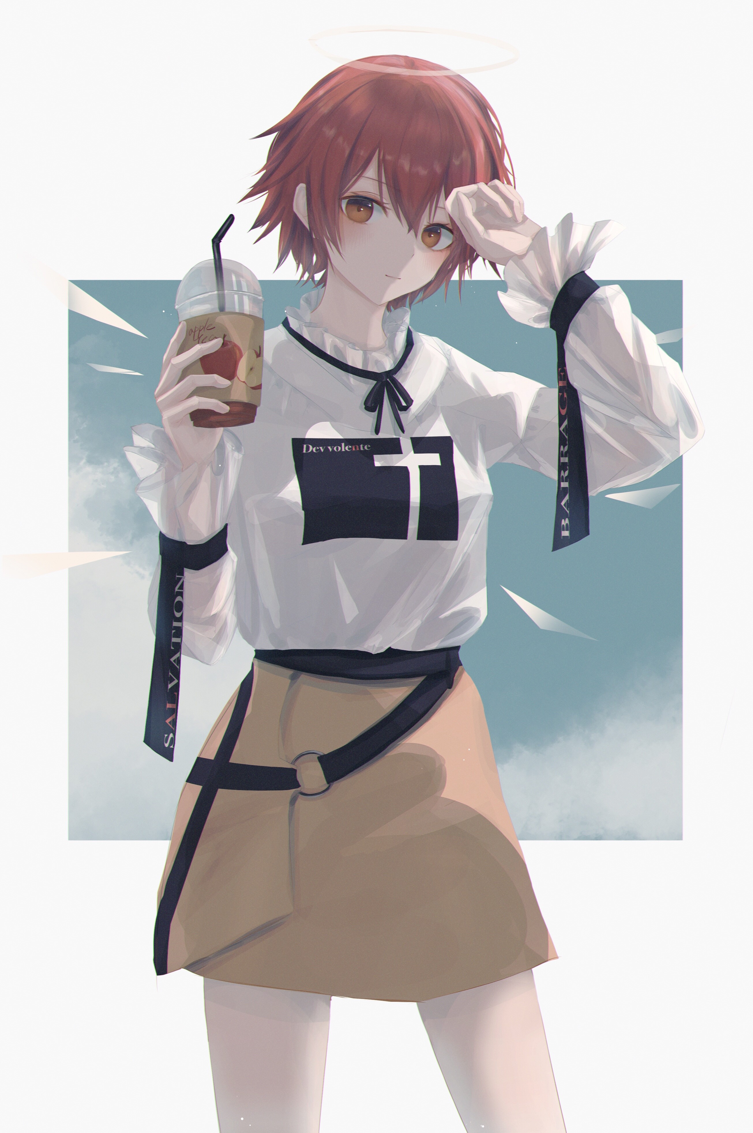 Exusiai from Arknights holding a drink HD Phone Wallpaper