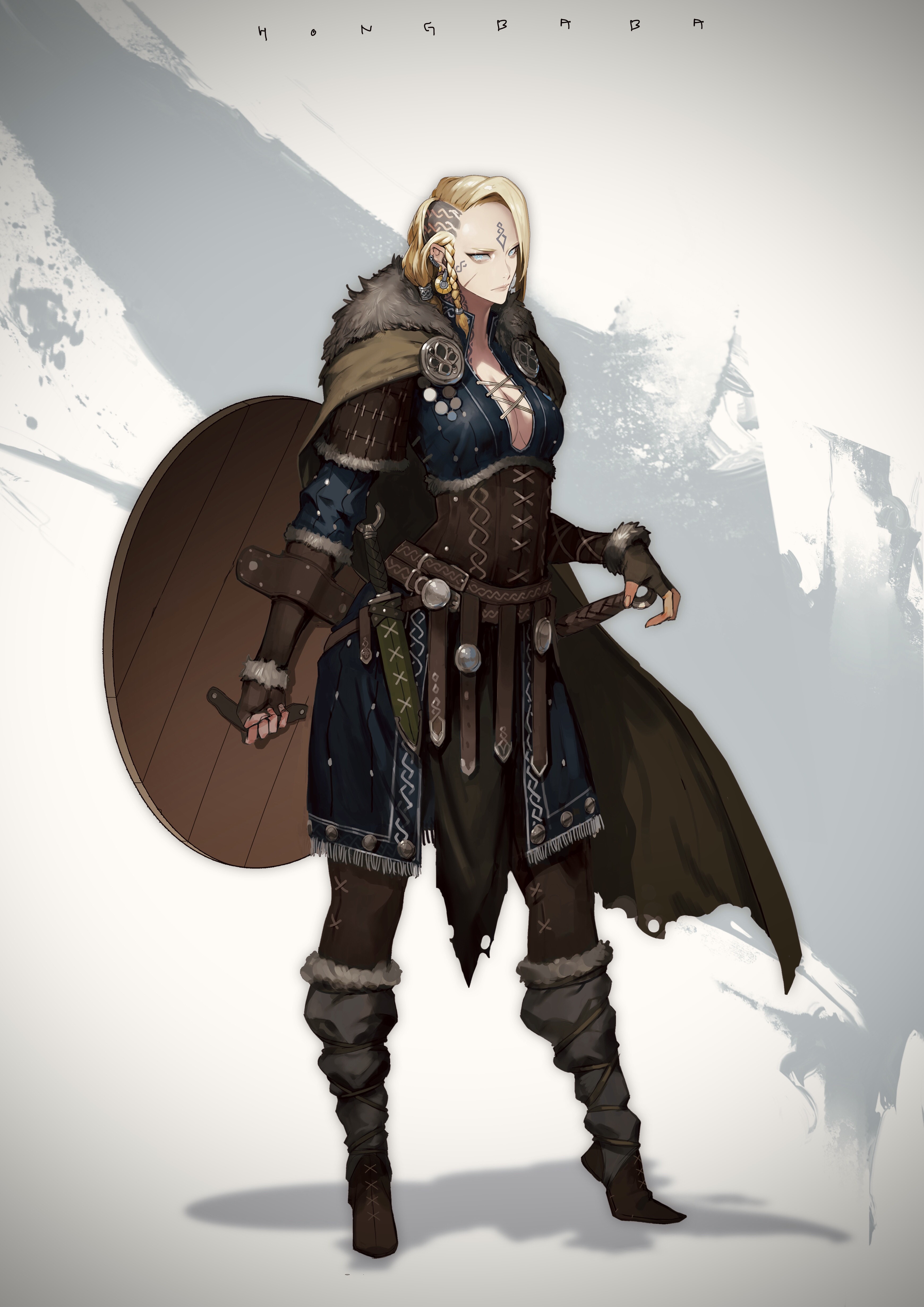 Viking warrior woman with shield and sword HD Phone Wallpaper