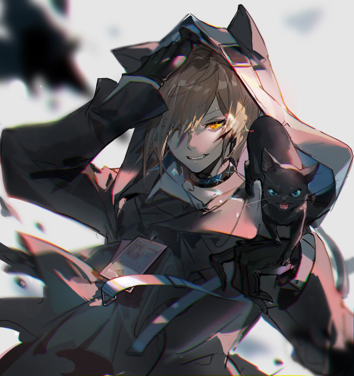 Anime boy with cat from Arknights HD Phone Wallpaper