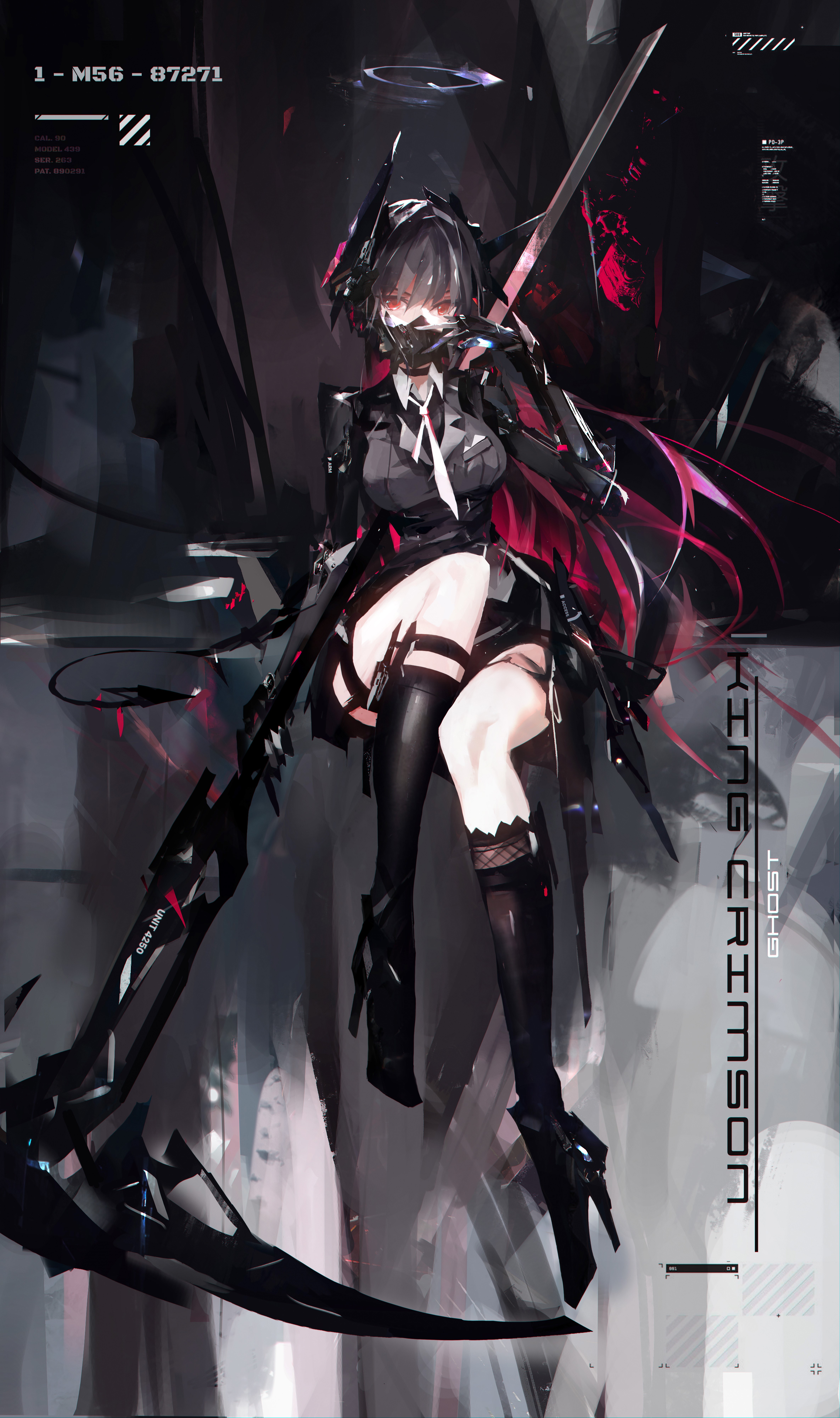 Girl with scythe and sword HD Phone Wallpaper
