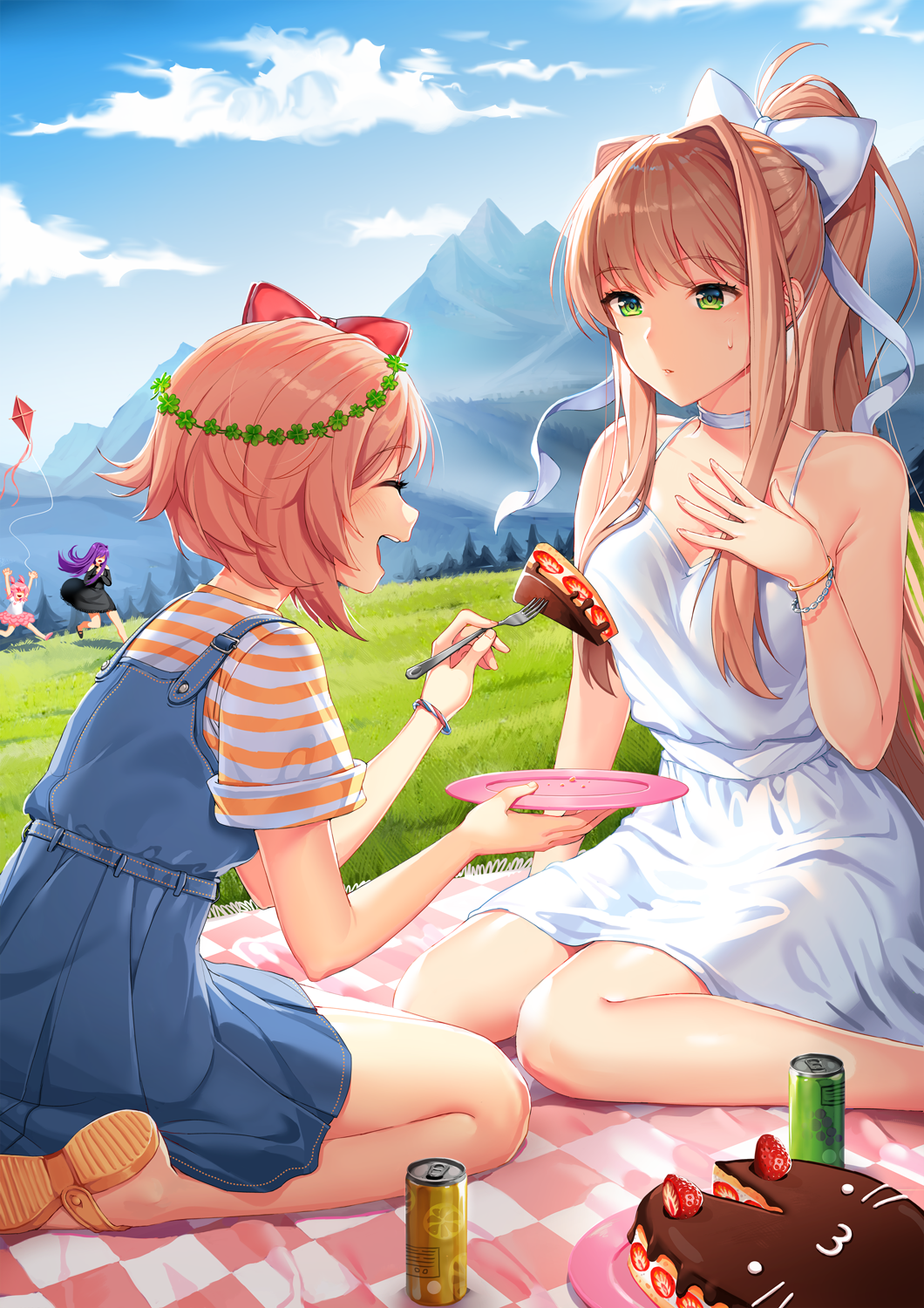 Doki Doki Literature Club Picnic Scene Artwork HD Phone Wallpaper