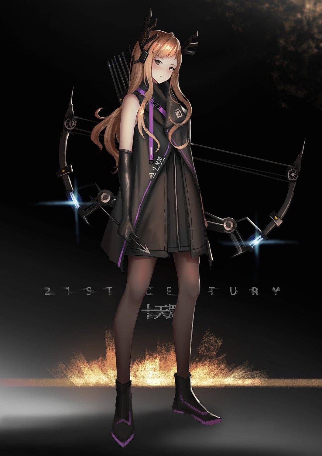 Anime girl with bow and arrows HD Phone Wallpaper