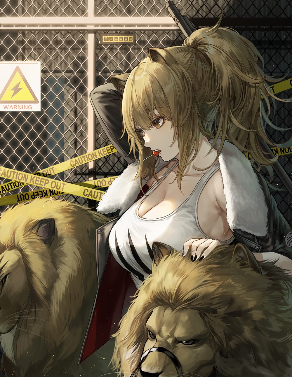 Kim Eb from Arknights with lions HD Phone Wallpaper
