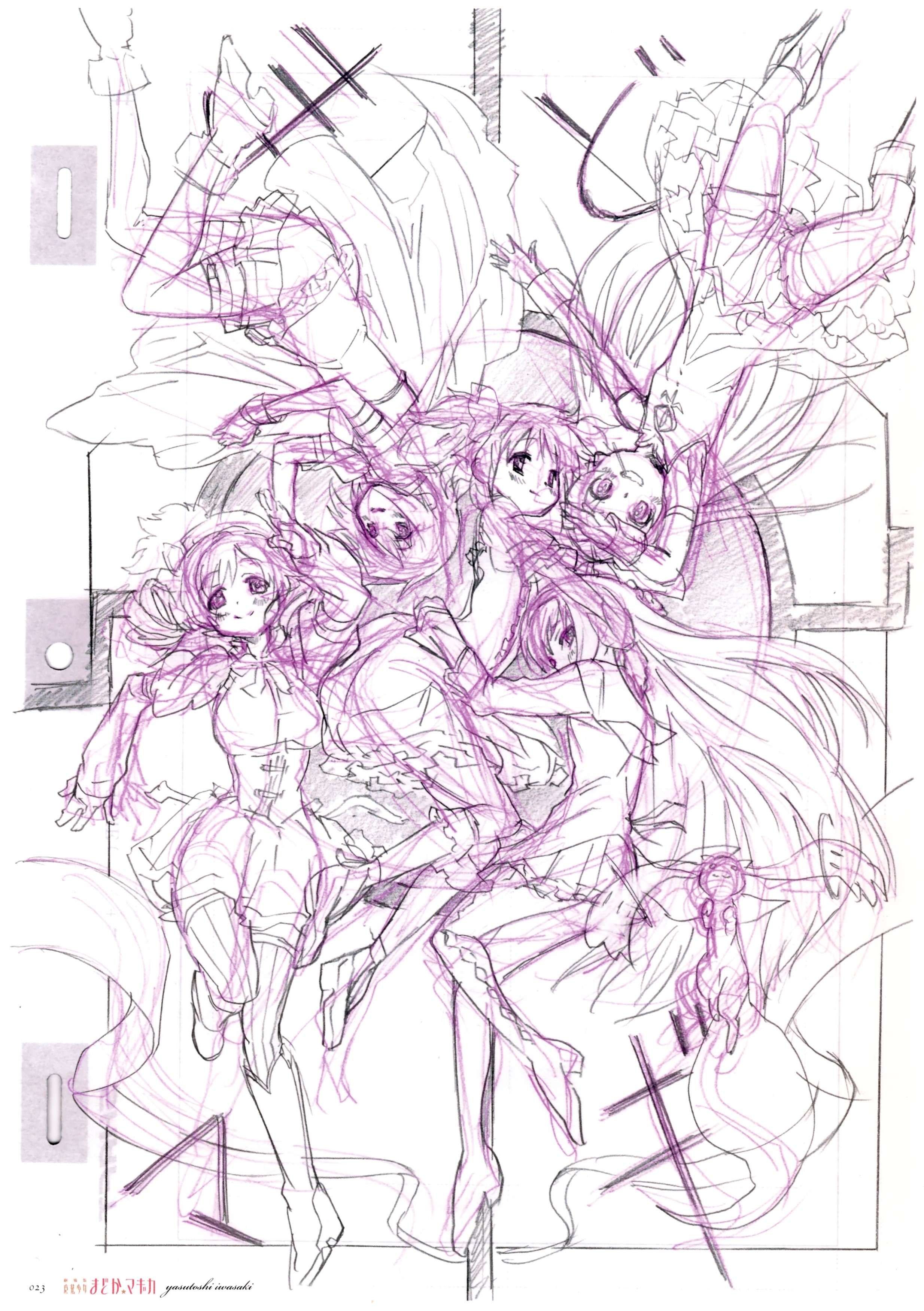 Mahou Shoujo Madoka Magica characters sketch HD Phone Wallpaper