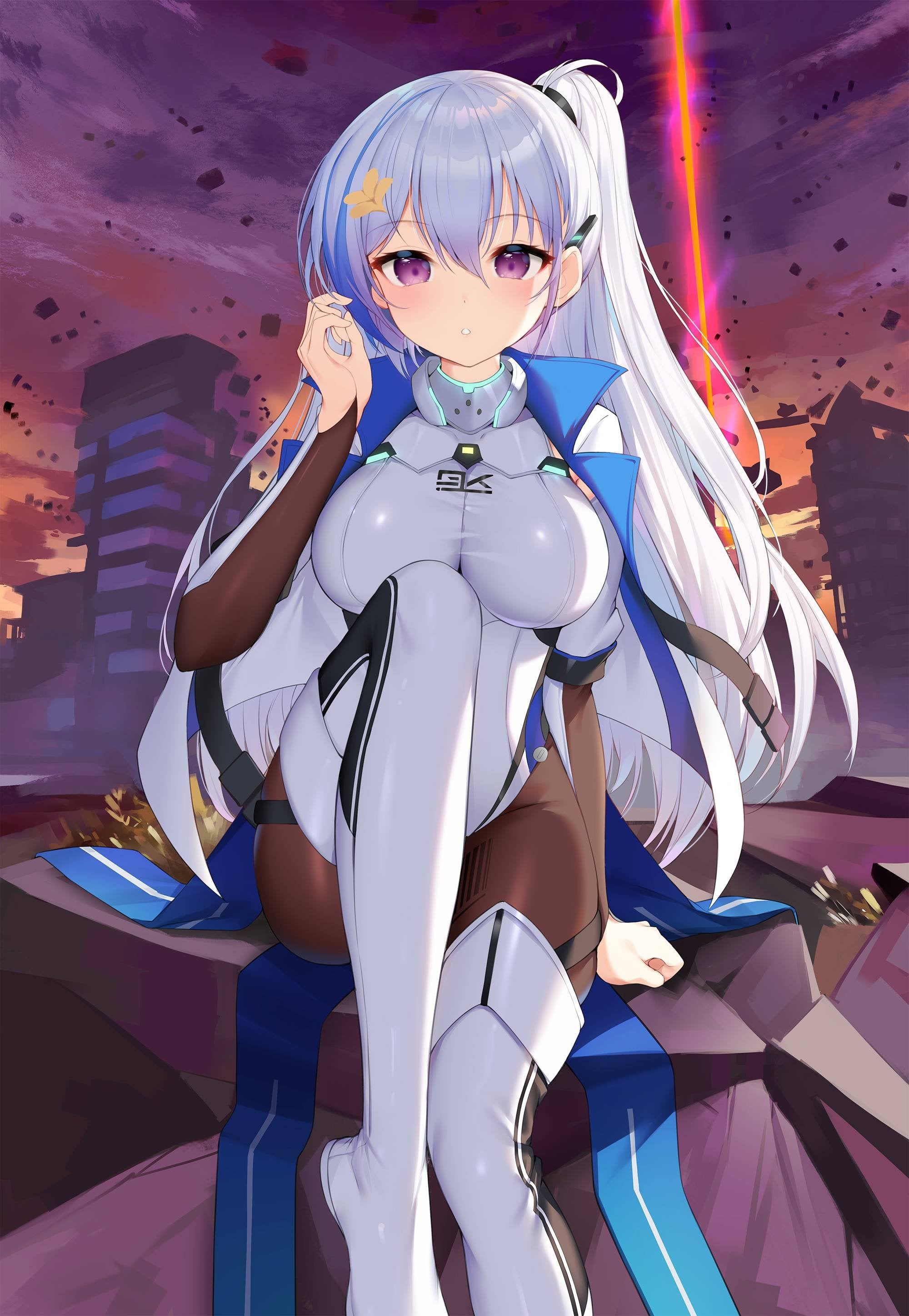 Ephnel Advancement Anime Girl in Apocalyptic Scene HD Phone Wallpaper