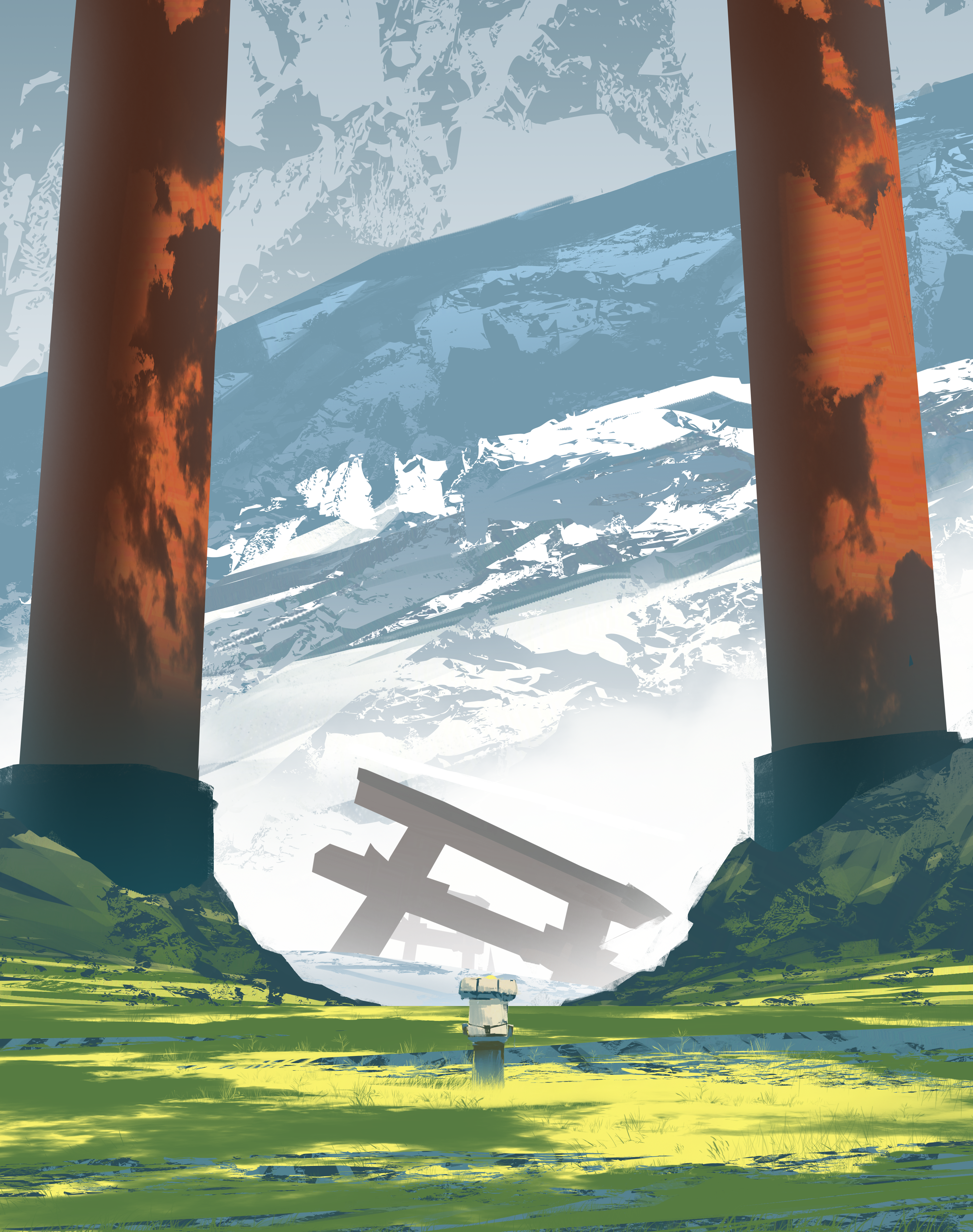 Giant Torii Gates in a Ruined Landscape HD Phone Wallpaper