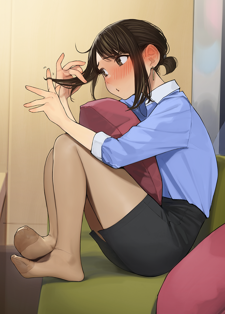Douki-chan Sitting Indoors with Thoughtful Expression HD Phone Wallpaper