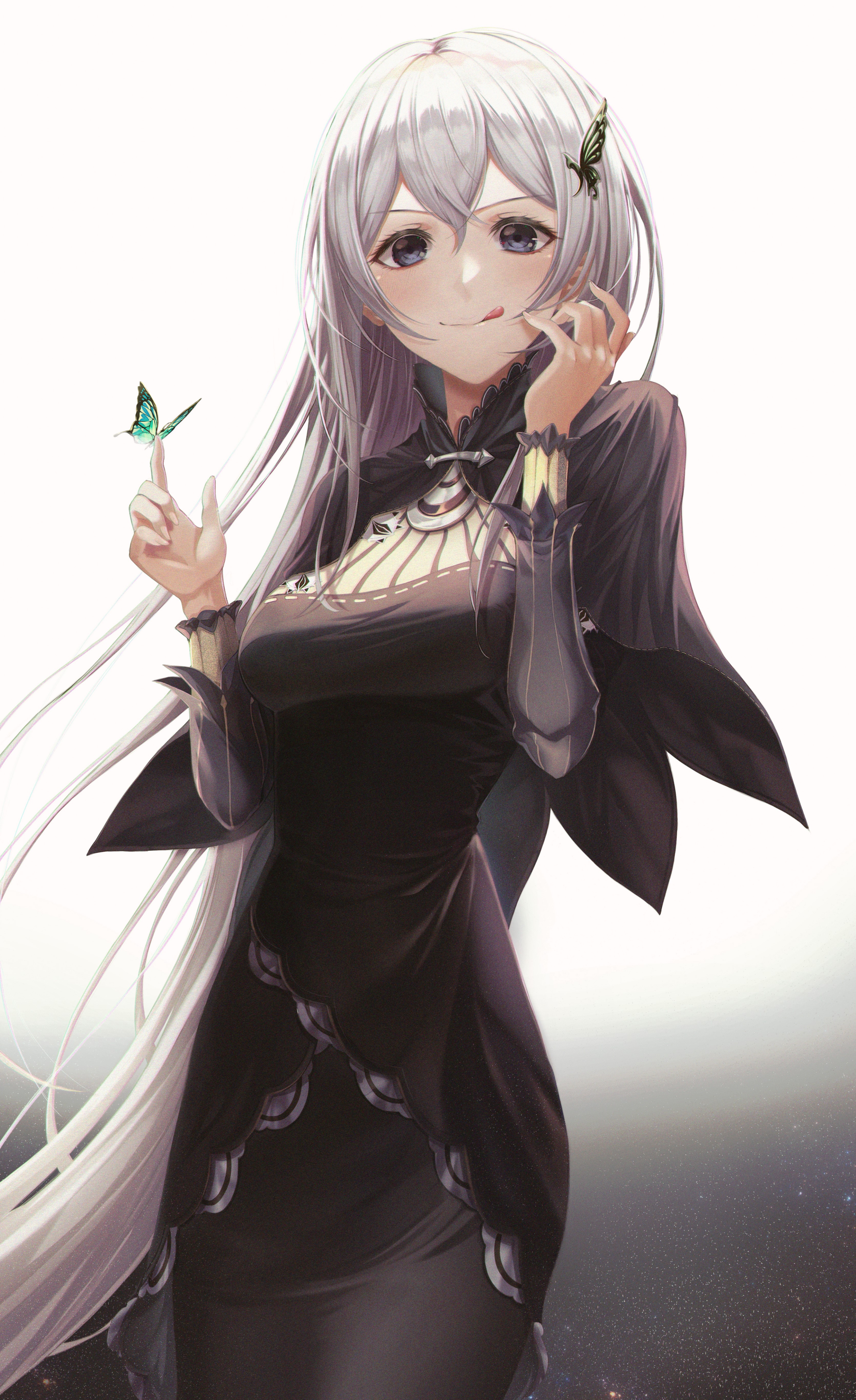 Echidna from Re:Zero Kara Hajimeru Isekai Seikatsu with butterflies HD Phone Wallpaper