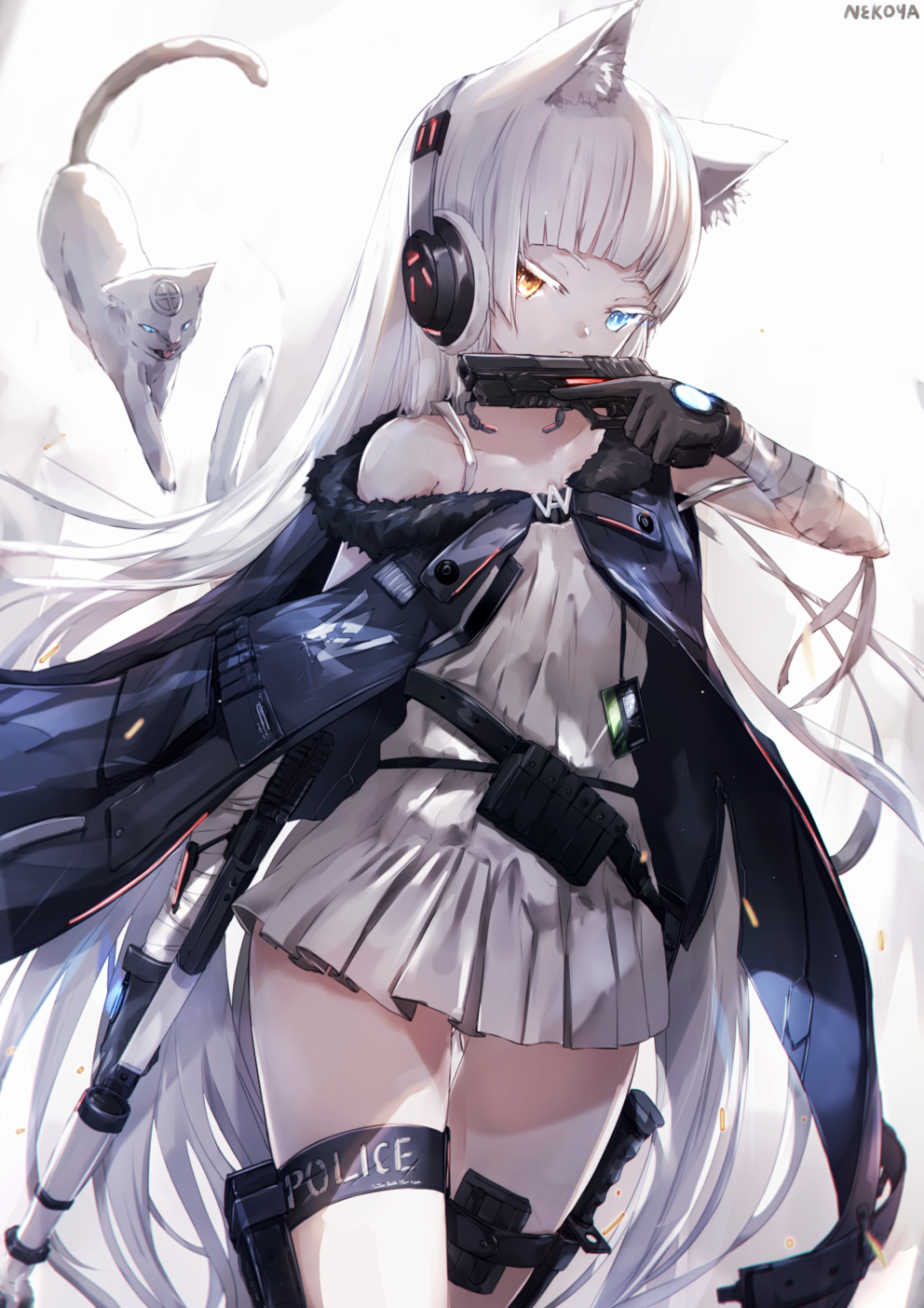 AWP from Girls Frontline with cat companion HD Phone Wallpaper