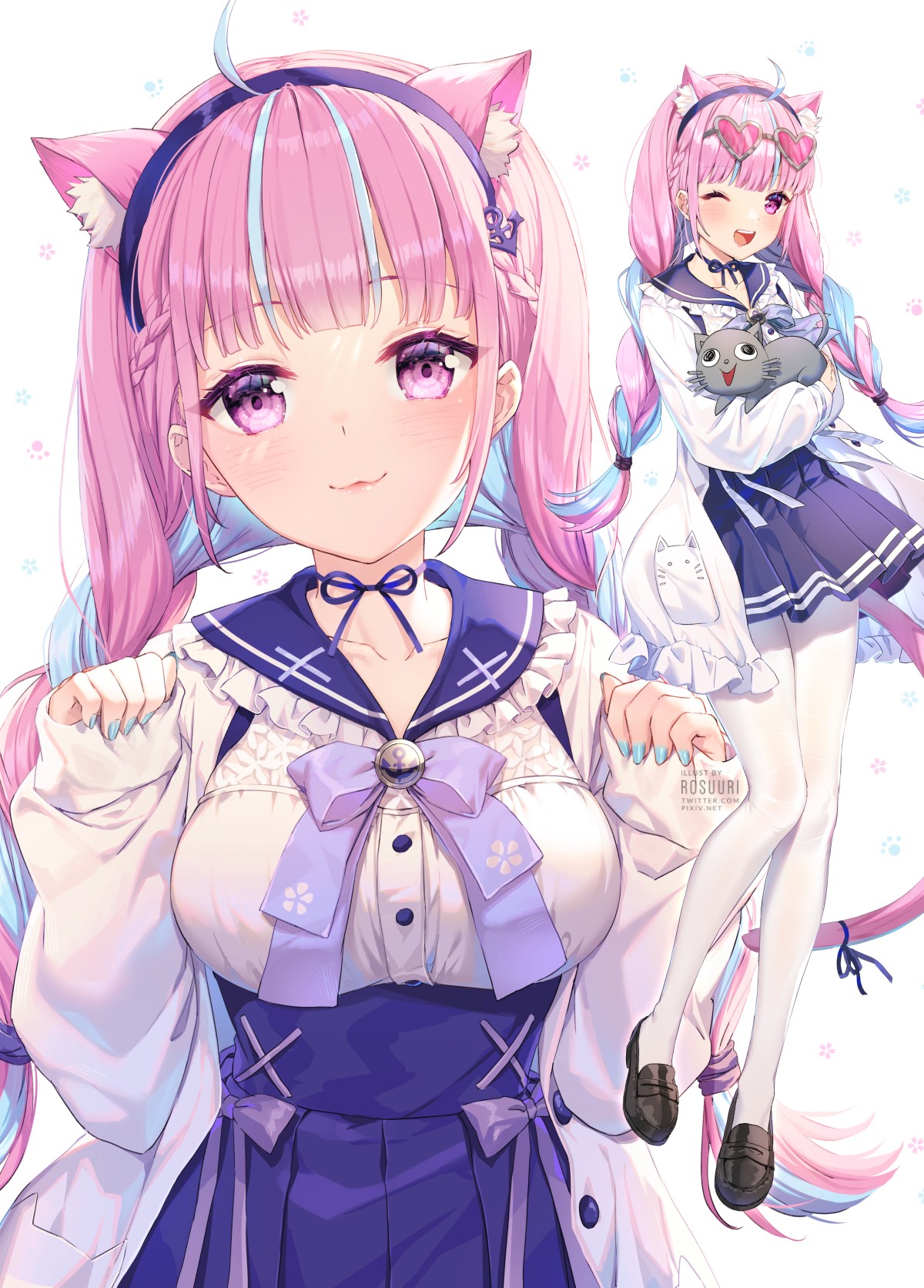 Minato Aqua from Hololive as a cat girl HD Phone Wallpaper