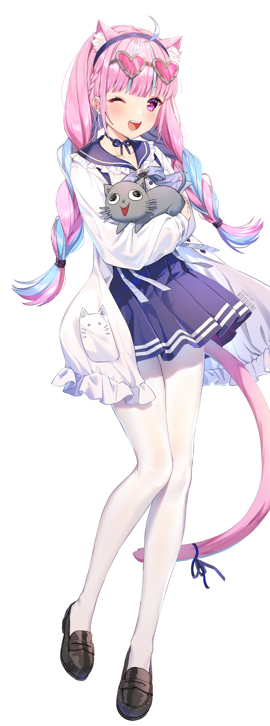 Minato Aqua from Hololive holding a cat HD Phone Wallpaper