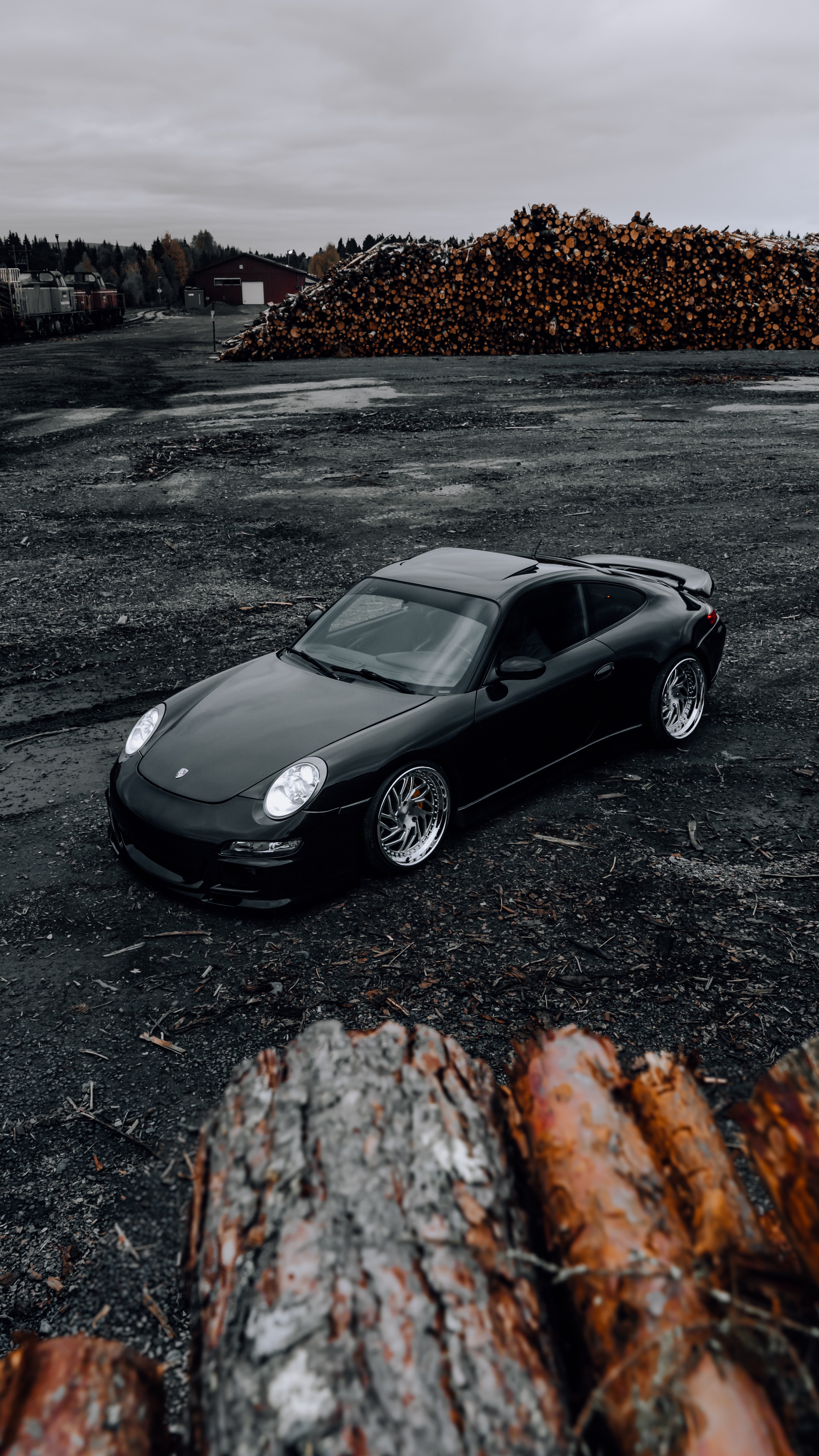 Black Porsche 996 with custom wheels HD Phone Wallpaper