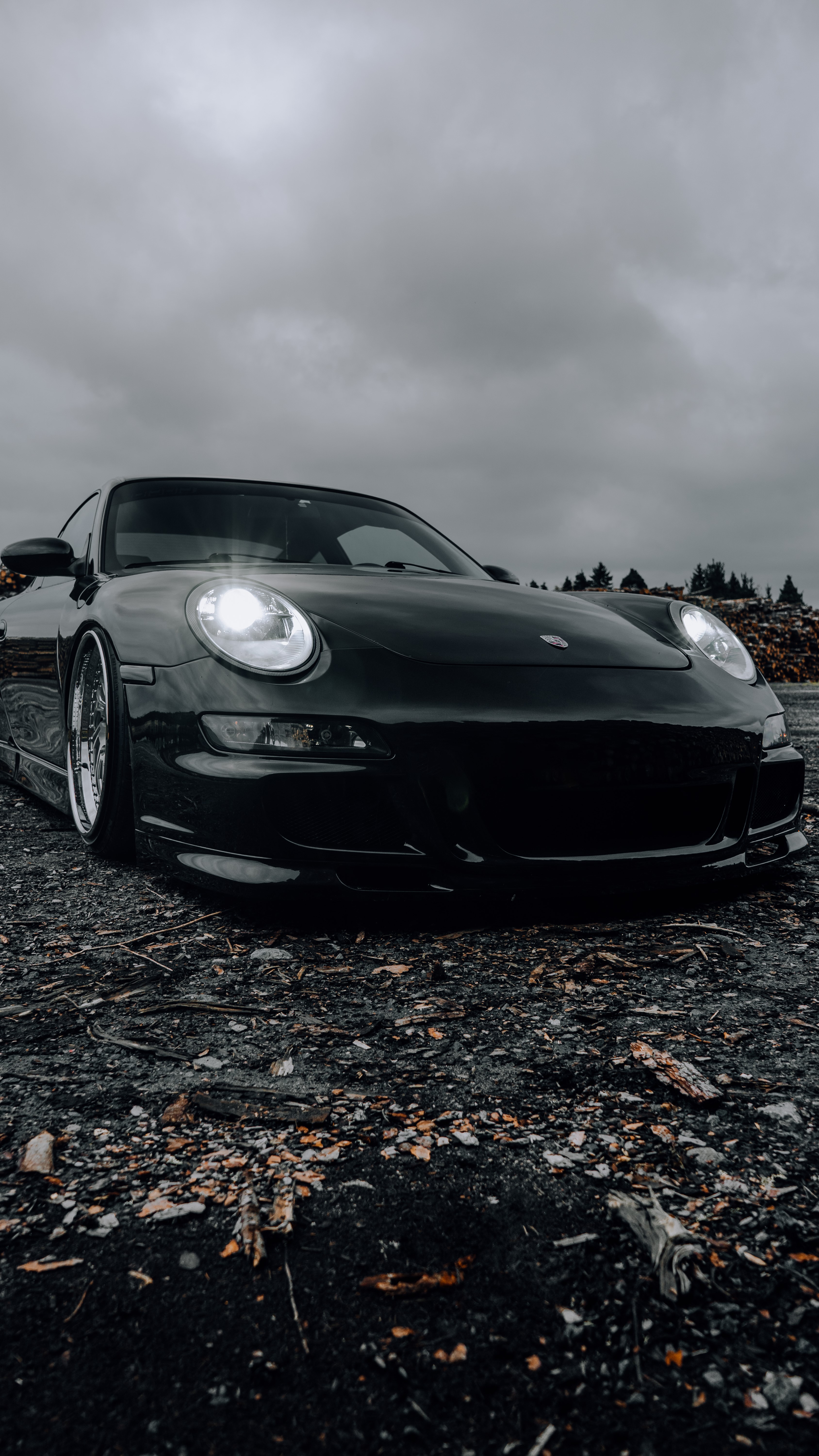 Black custom Porsche 996 with air ride suspension HD Phone Wallpaper
