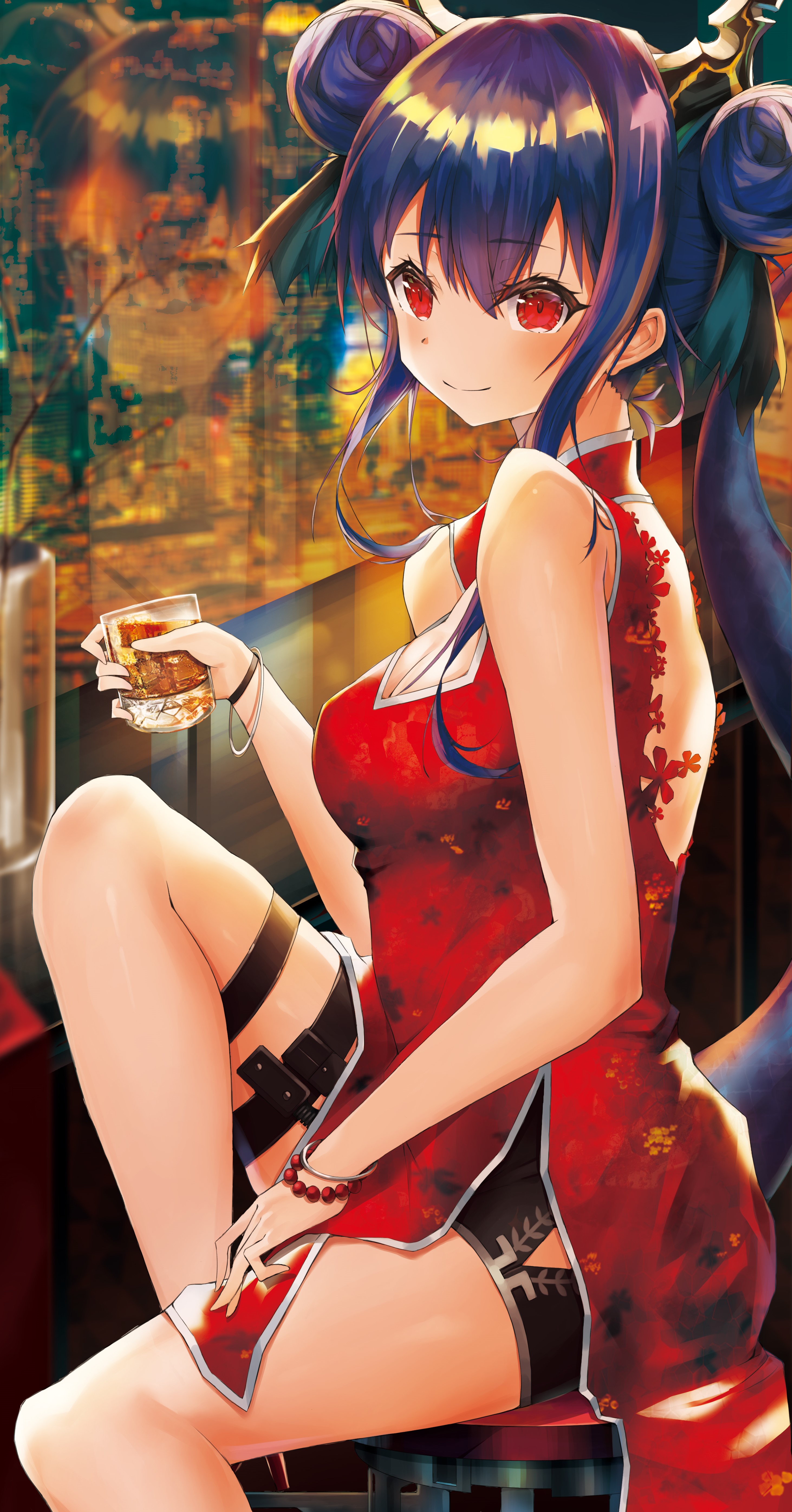 Chen from Arknights holding a drink HD Phone Wallpaper
