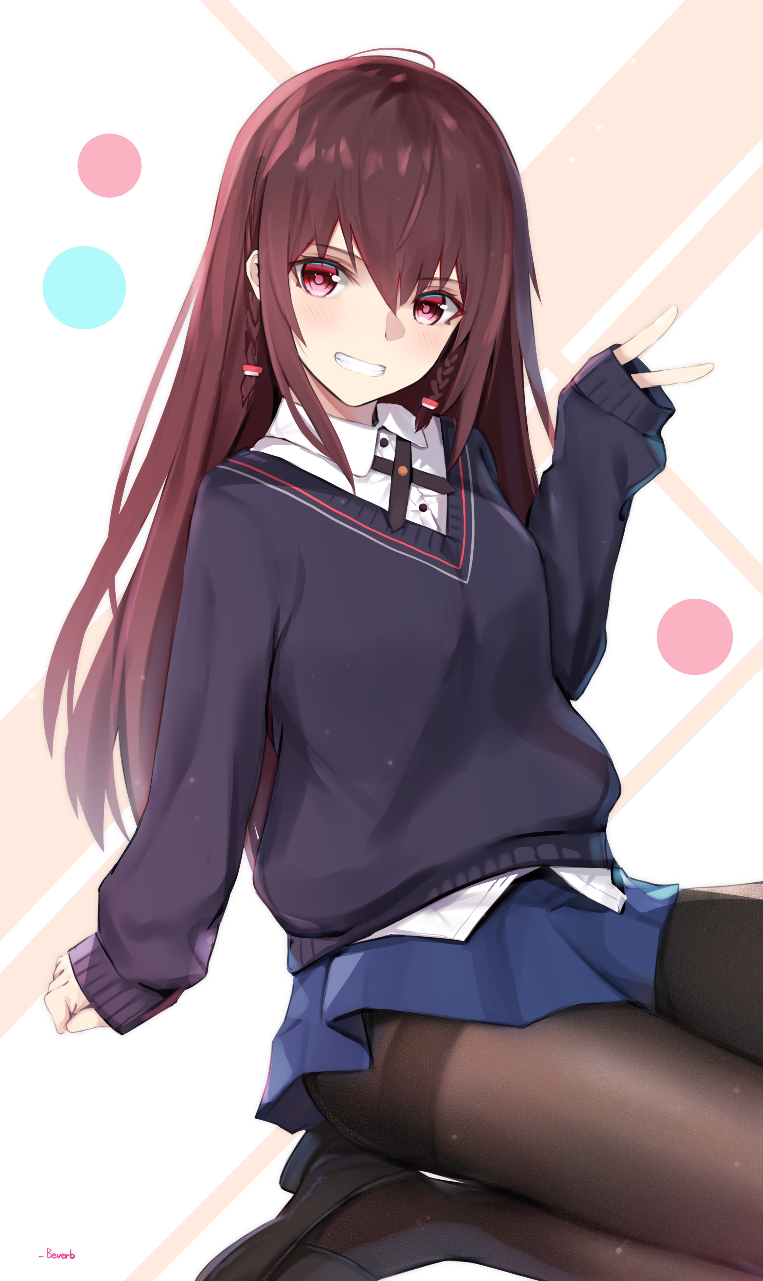 Anime girl with long brown hair and purple eyes HD Phone Wallpaper