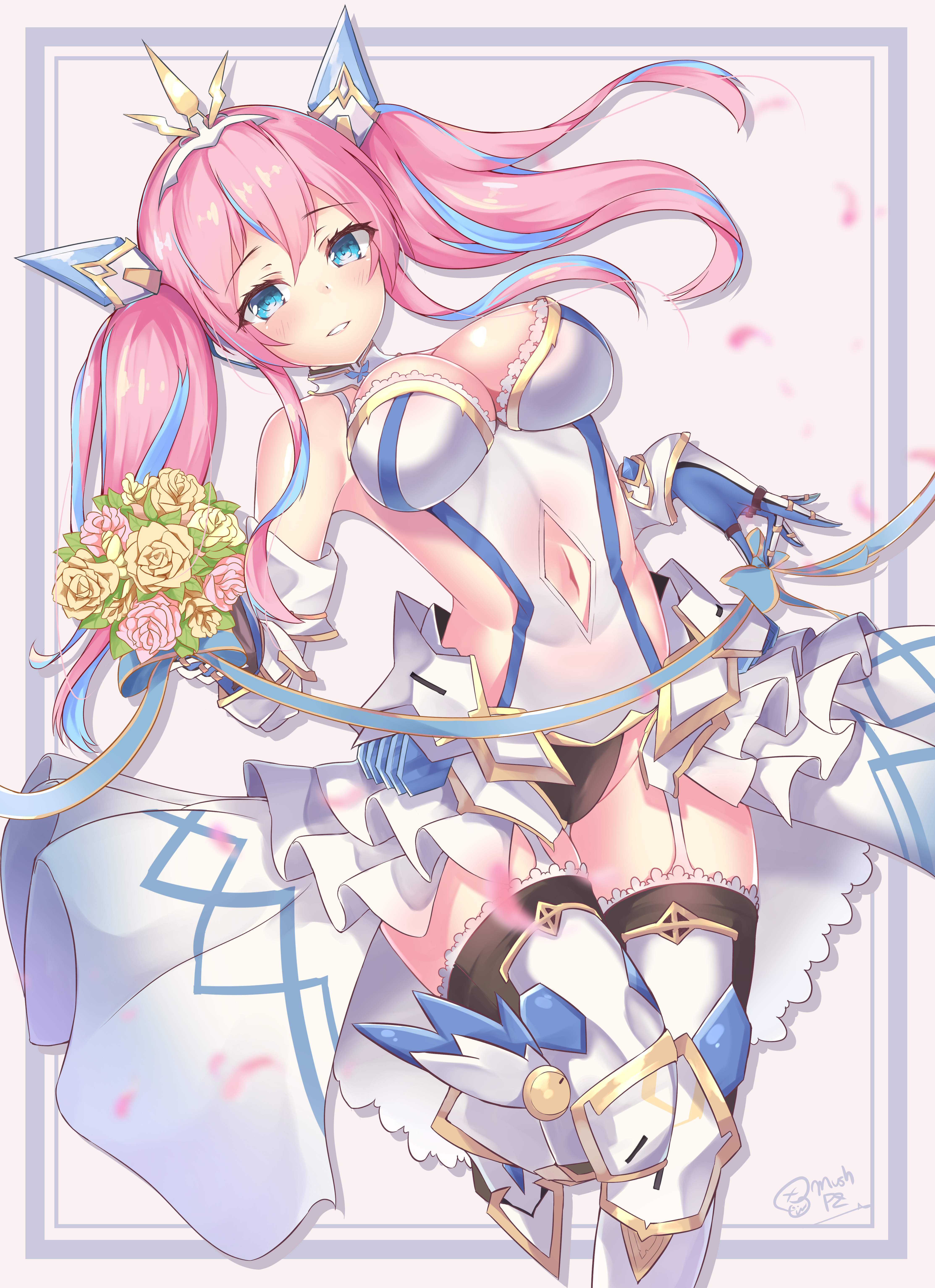 Artwork of a woman with pink hair and blue eyes HD Phone Wallpaper