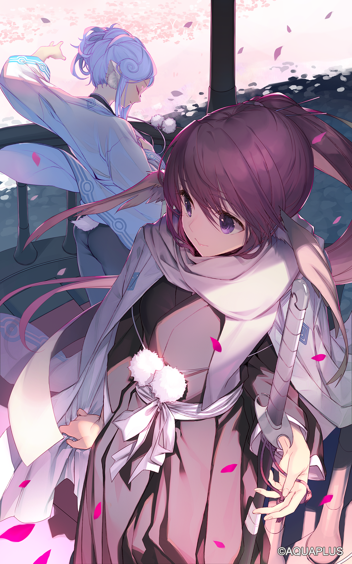 Two anime characters with cherry blossoms HD Phone Wallpaper